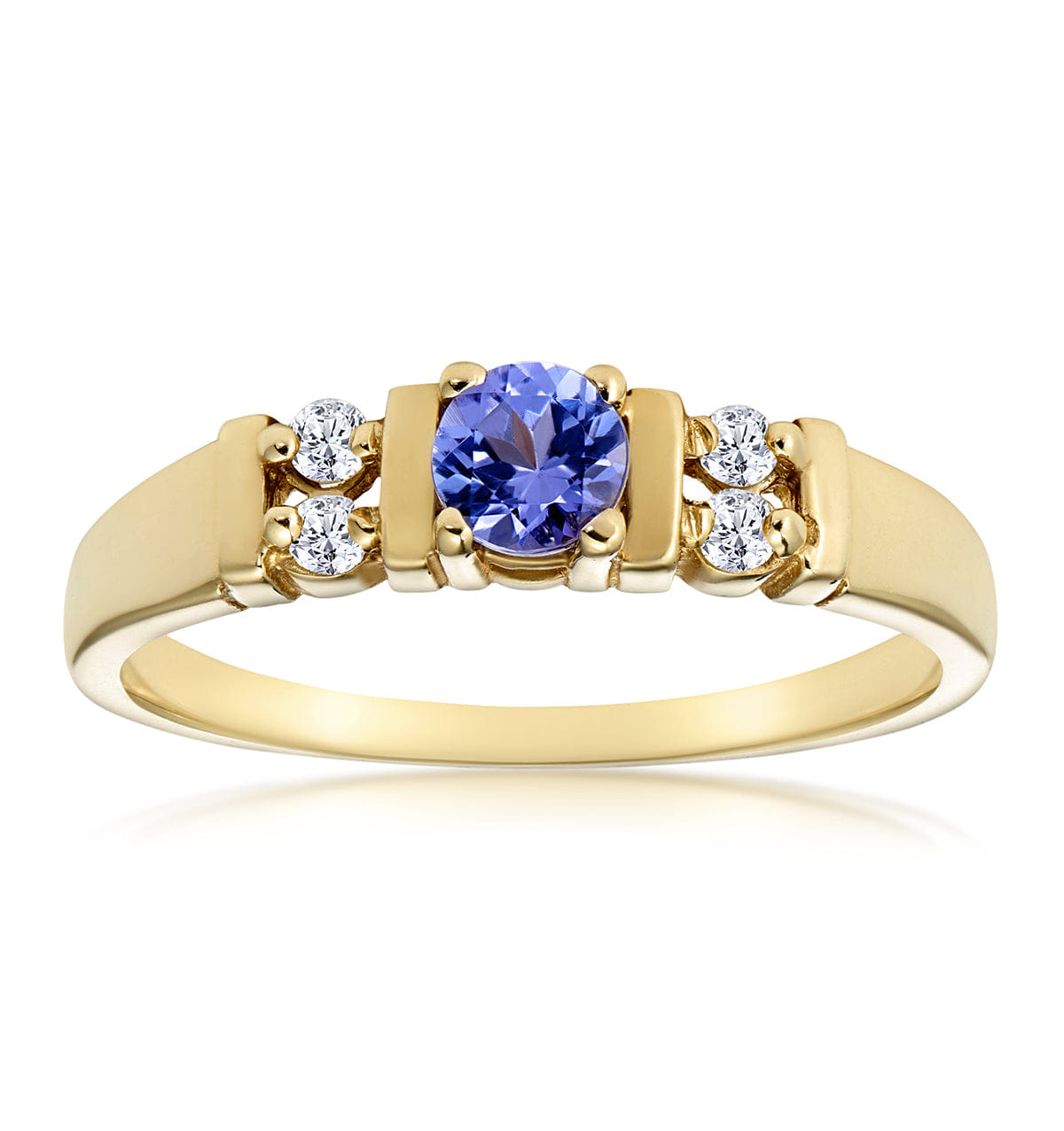 Diamond Tanzanite 3.75 mm And Diamond 9K Gold Ring