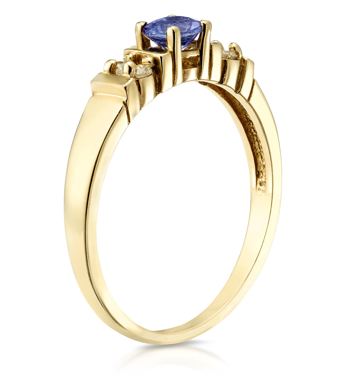 Diamond Tanzanite 3.75 mm And Diamond 9K Gold Ring