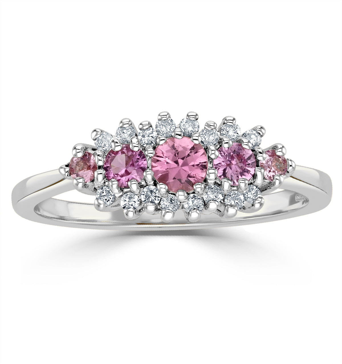 Diamond Pink Sapphire and 0.12ct Diamond Ring 9K White Gold