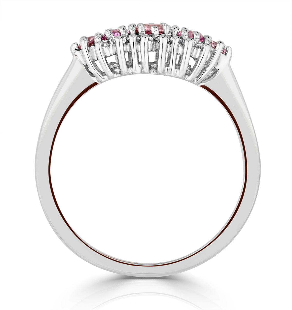 Diamond Pink Sapphire and 0.12ct Diamond Ring 9K White Gold