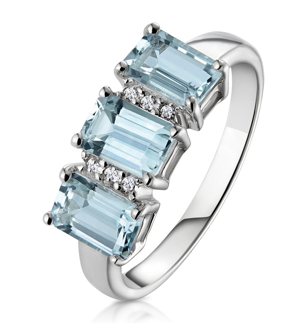 Diamond Aquamarine 1.65CT And Diamond 9K White Gold Ring