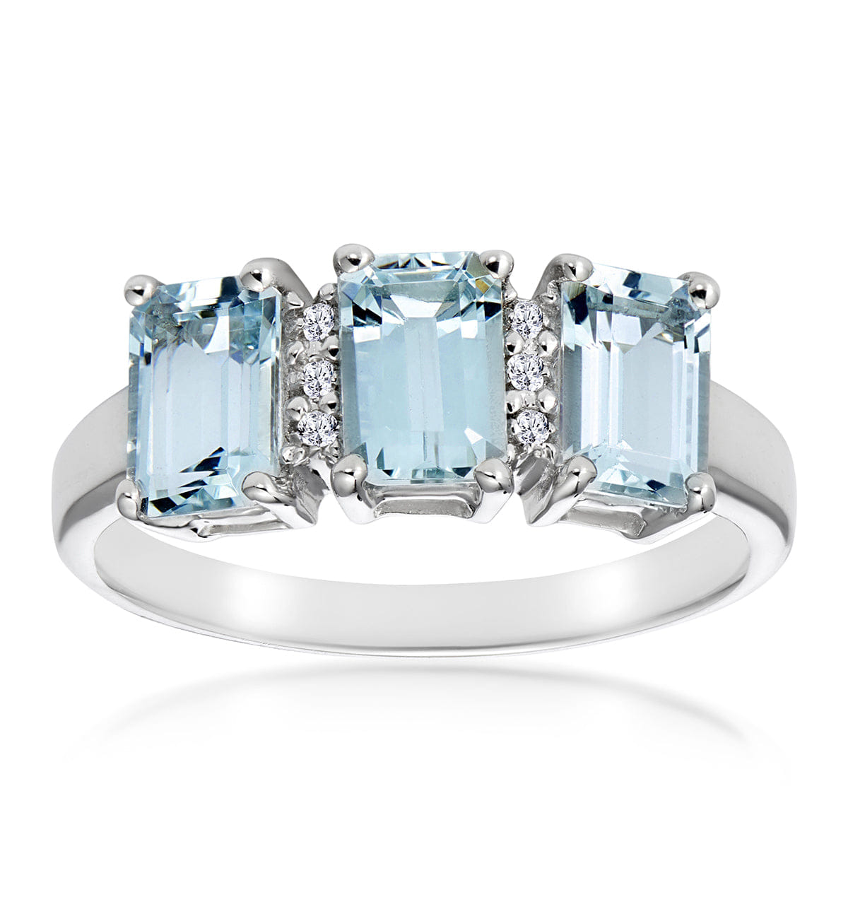 Diamond Aquamarine 1.65CT And Diamond 9K White Gold Ring