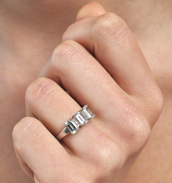 Diamond Aquamarine 1.65CT And Diamond 9K White Gold Ring