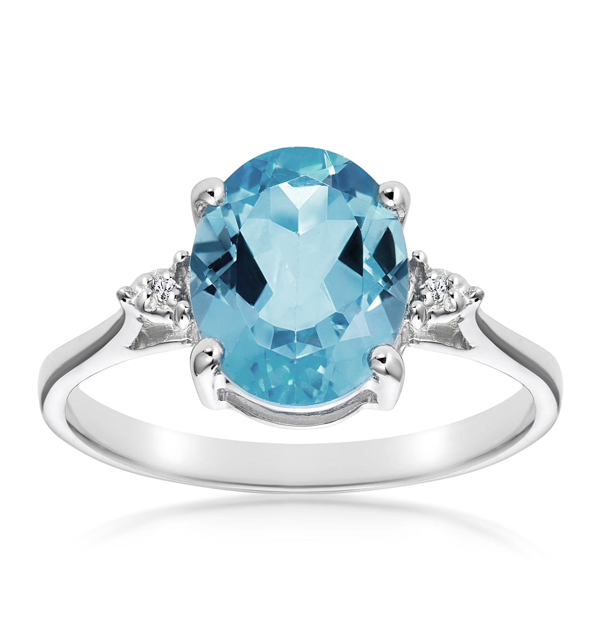 Diamond 9K White Gold Diamond and 2.60ct Blue Topaz Ring