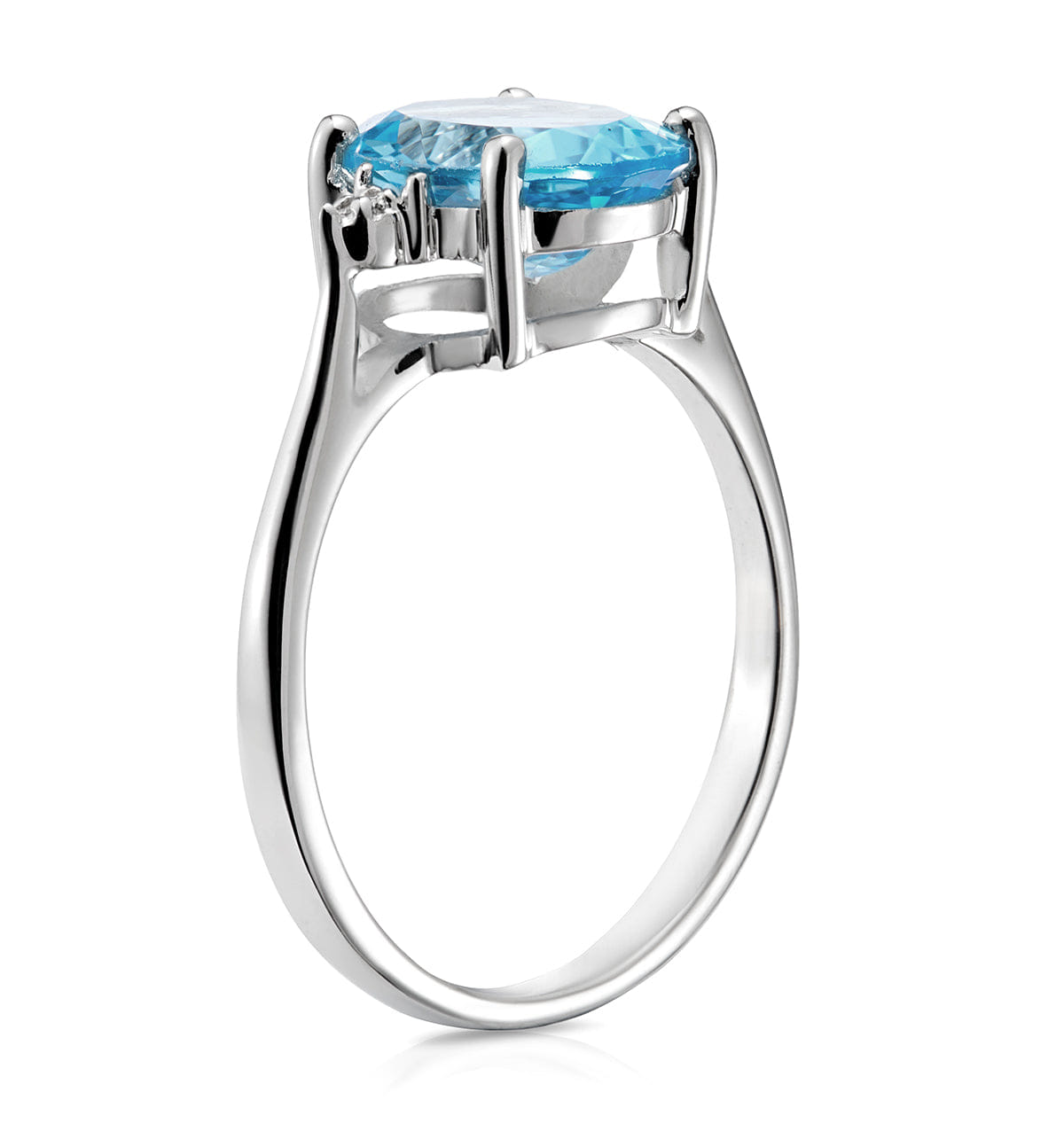 Diamond 9K White Gold Diamond and 2.60ct Blue Topaz Ring