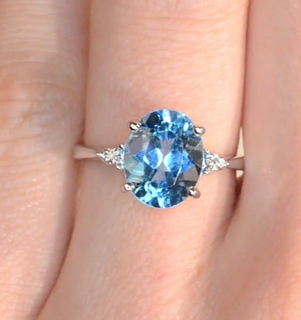 Diamond 9K White Gold Diamond and 2.60ct Blue Topaz Ring