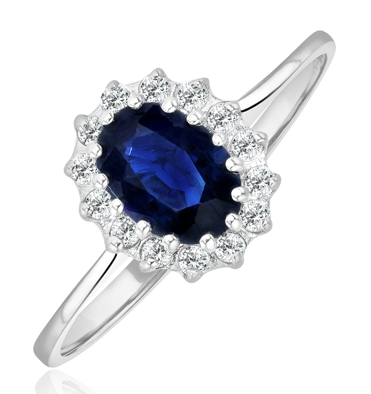 Diamond Sapphire 0.95ct And Diamond 9K White Gold Ring