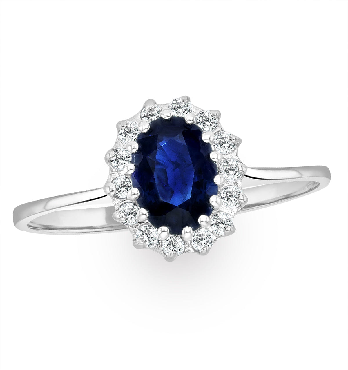 Diamond Sapphire 0.95ct And Diamond 9K White Gold Ring