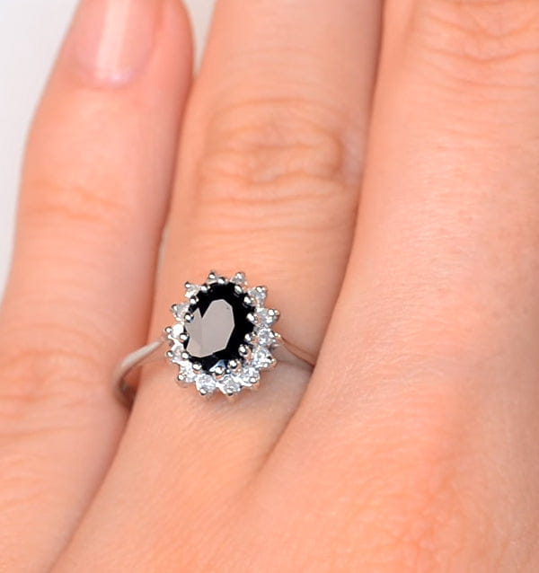 Diamond Sapphire 0.95ct And Diamond 9K White Gold Ring