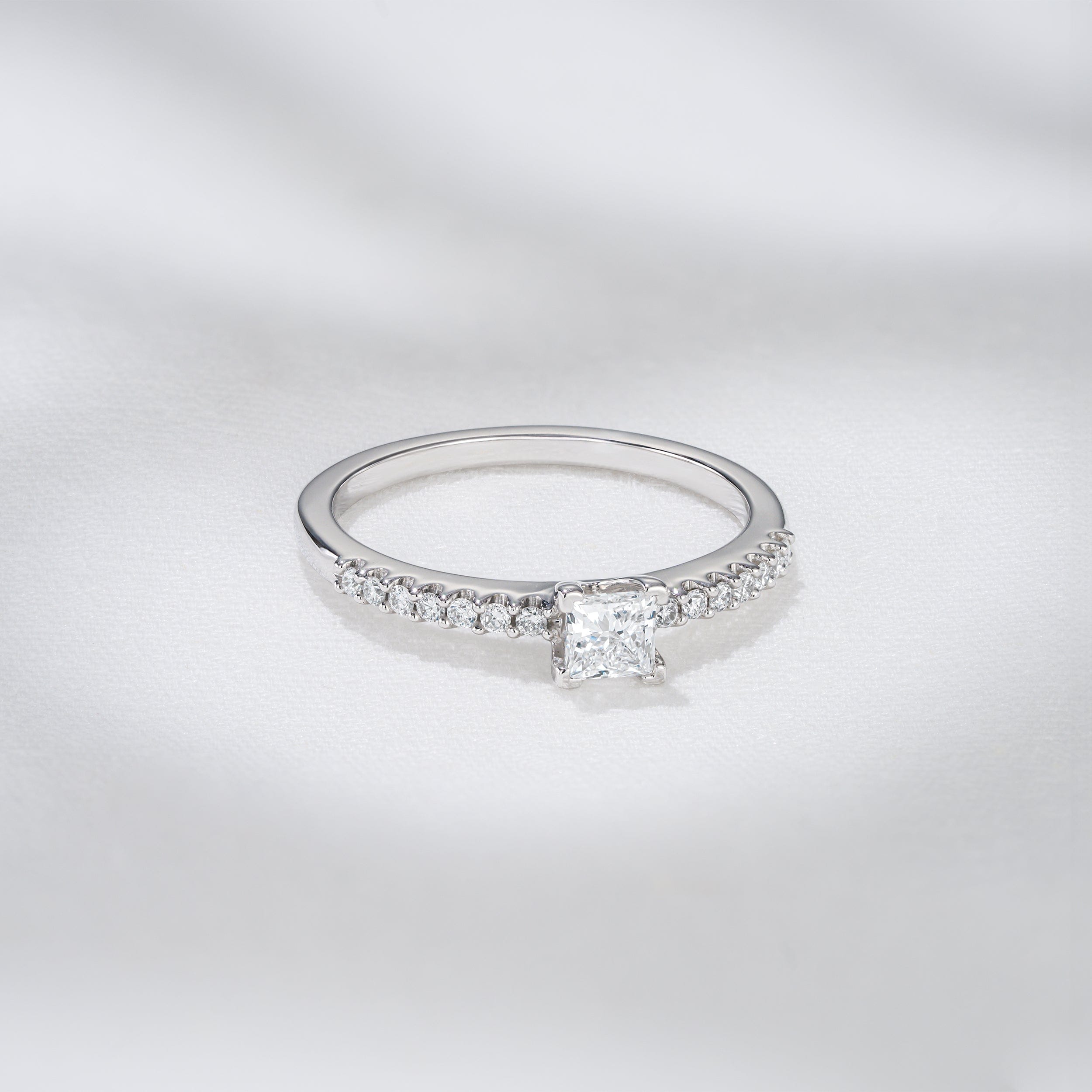 Princess Cut Lab Diamond Engagement Ring 0.50ct H/Si in 9K White Gold