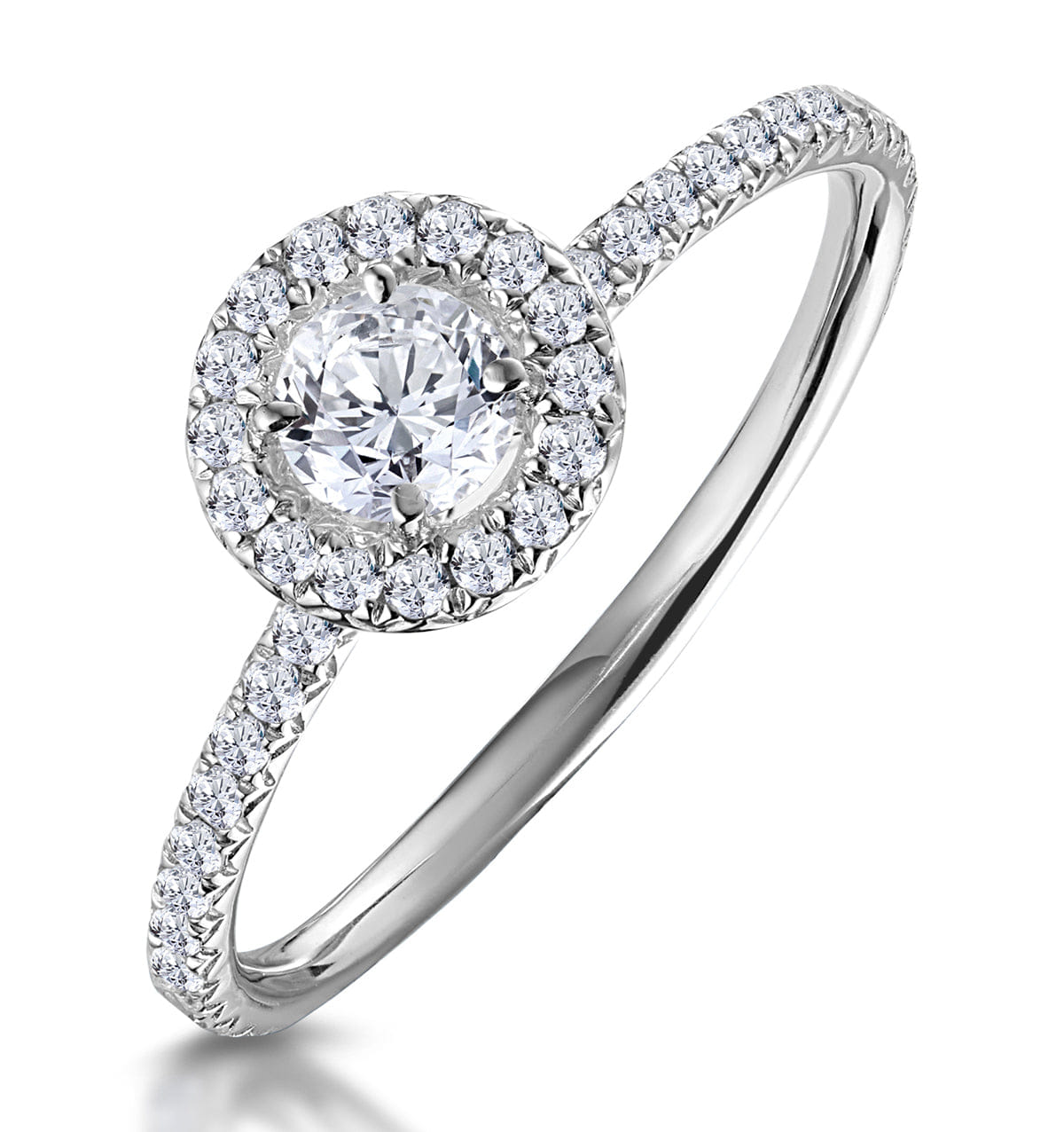 Diamond Ella Halo Lab Diamond Engagement Ring 0.55ct in 9K White Gold