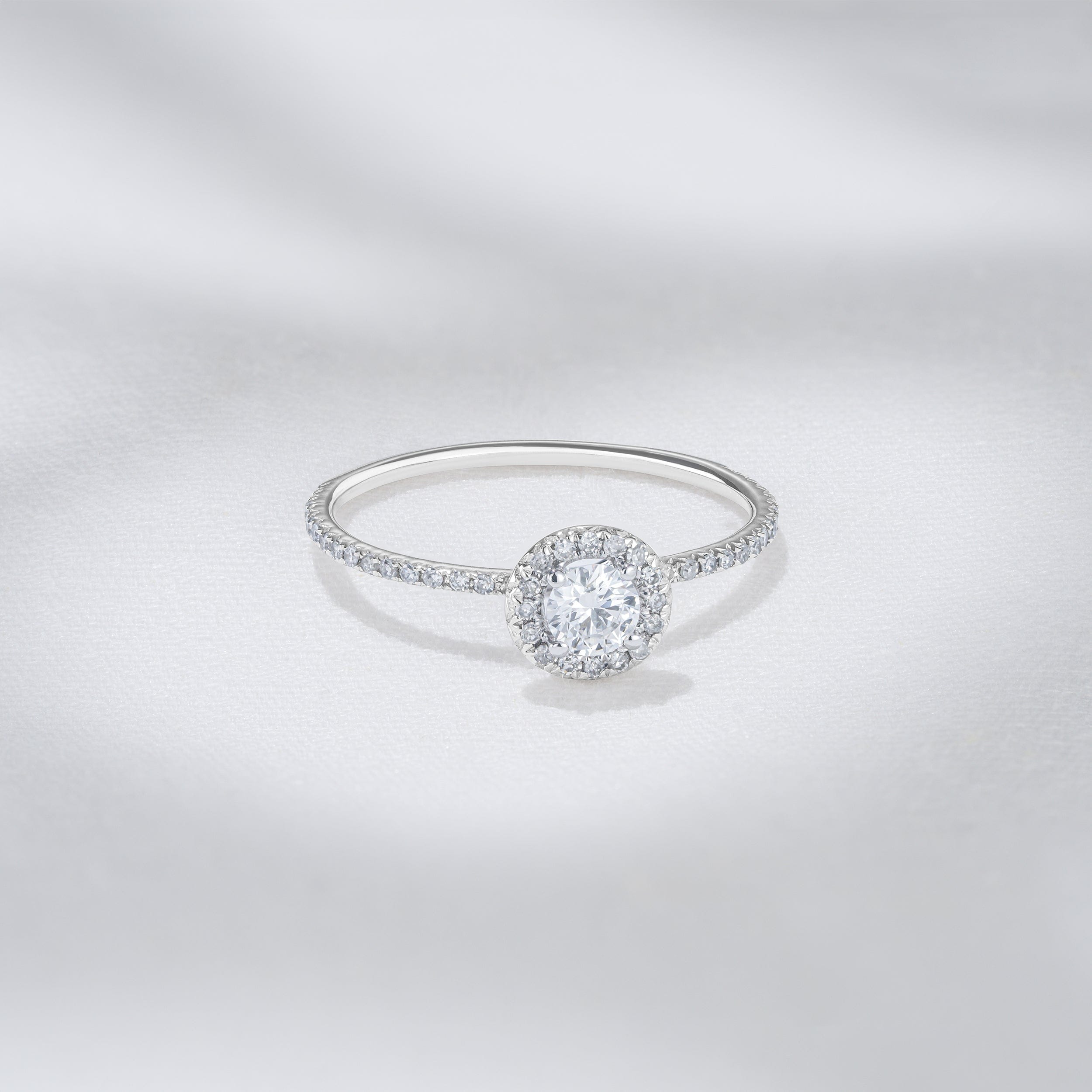 Diamond Ella Halo Lab Diamond Engagement Ring 0.55ct in 9K White Gold