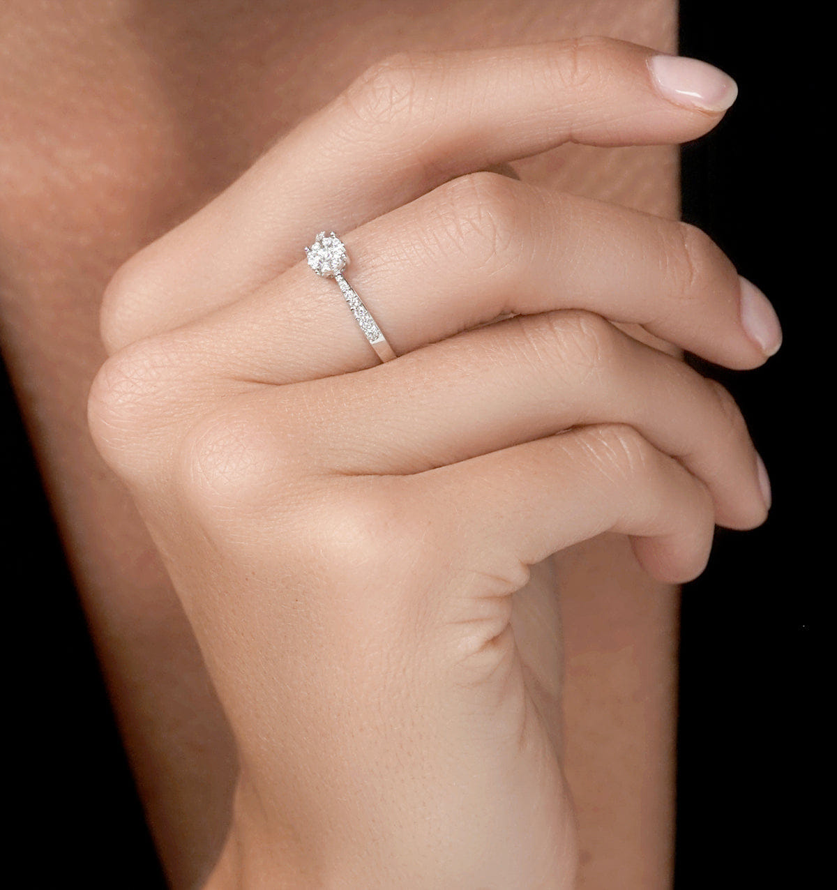 Diamond Masami Diamond Engagement Ring 0.20ct Pave Set in 9K White Gold