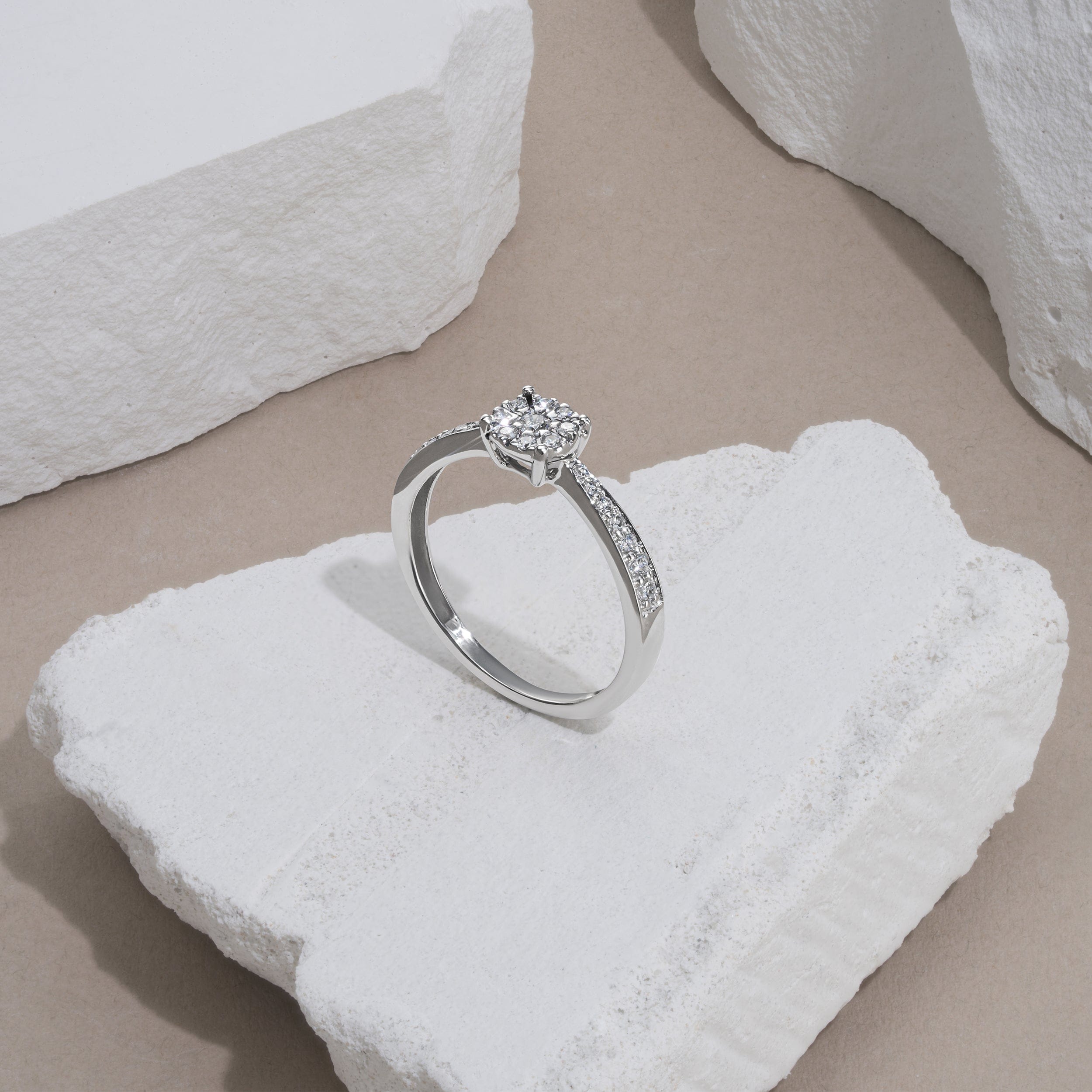 Diamond Masami Diamond Engagement Ring 0.20ct Pave Set in 9K White Gold