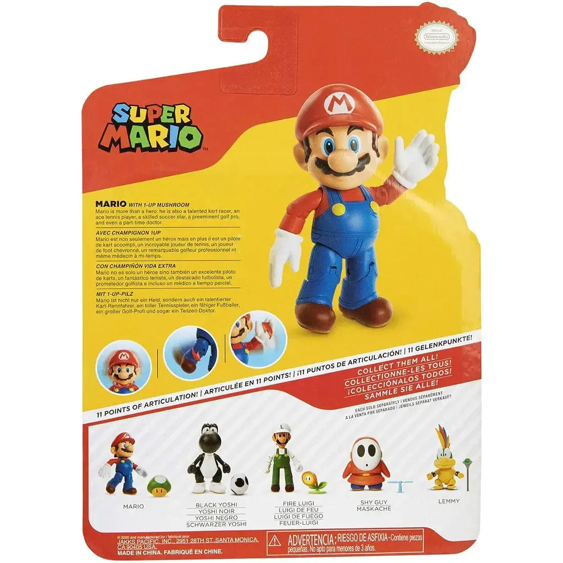 Jakks Pacific Super Mario - Mario with 1 - UP Mushroom Action Figure (4") - Jakks Pacific