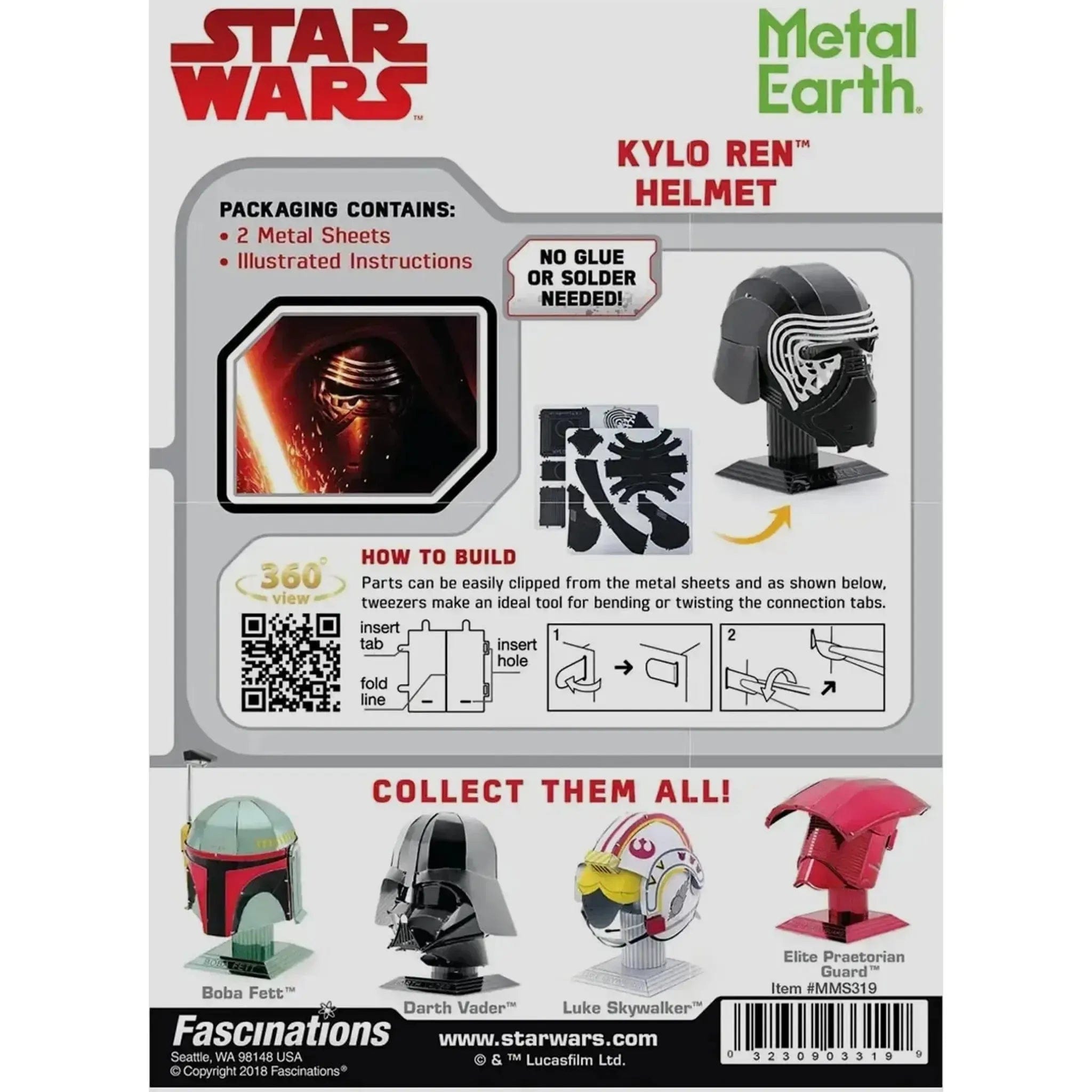 Fascinations Star Wars - Kylo Ren Helmet Figure Model Kit (Steel, Moderate Difficulty) - Fascinations - Metal Earth Series