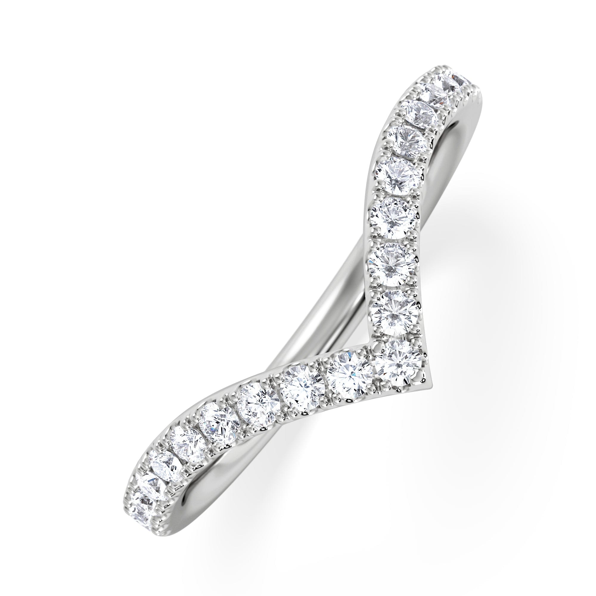 WISHBONE Vela 0.35ct Round Cut Lab Diamond Wishbone Wedding Ring in Platinum