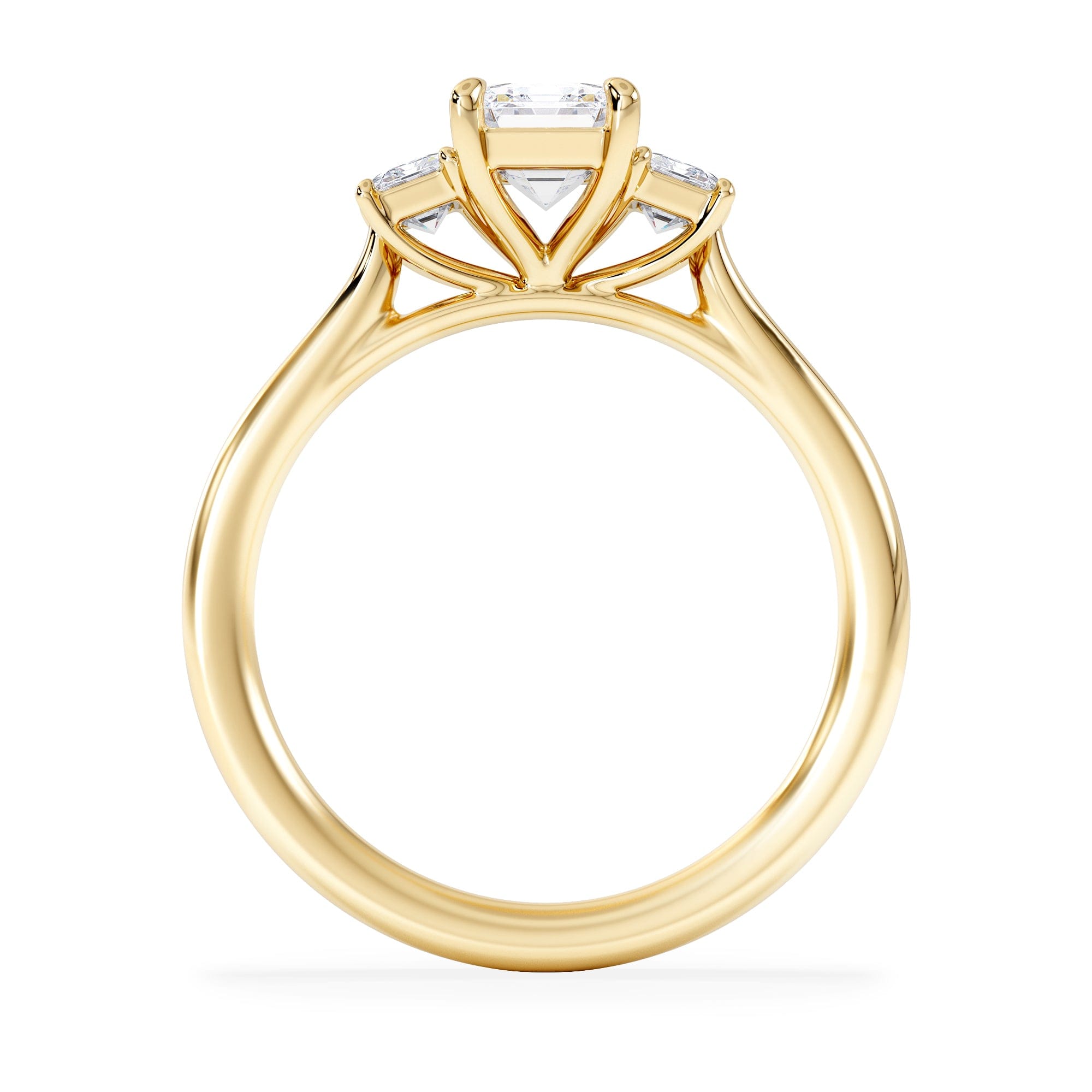Diamond Evoke 1.00ct Emerald Cut Lab Diamond 3 Stone Ring in 9K Yellow Gold