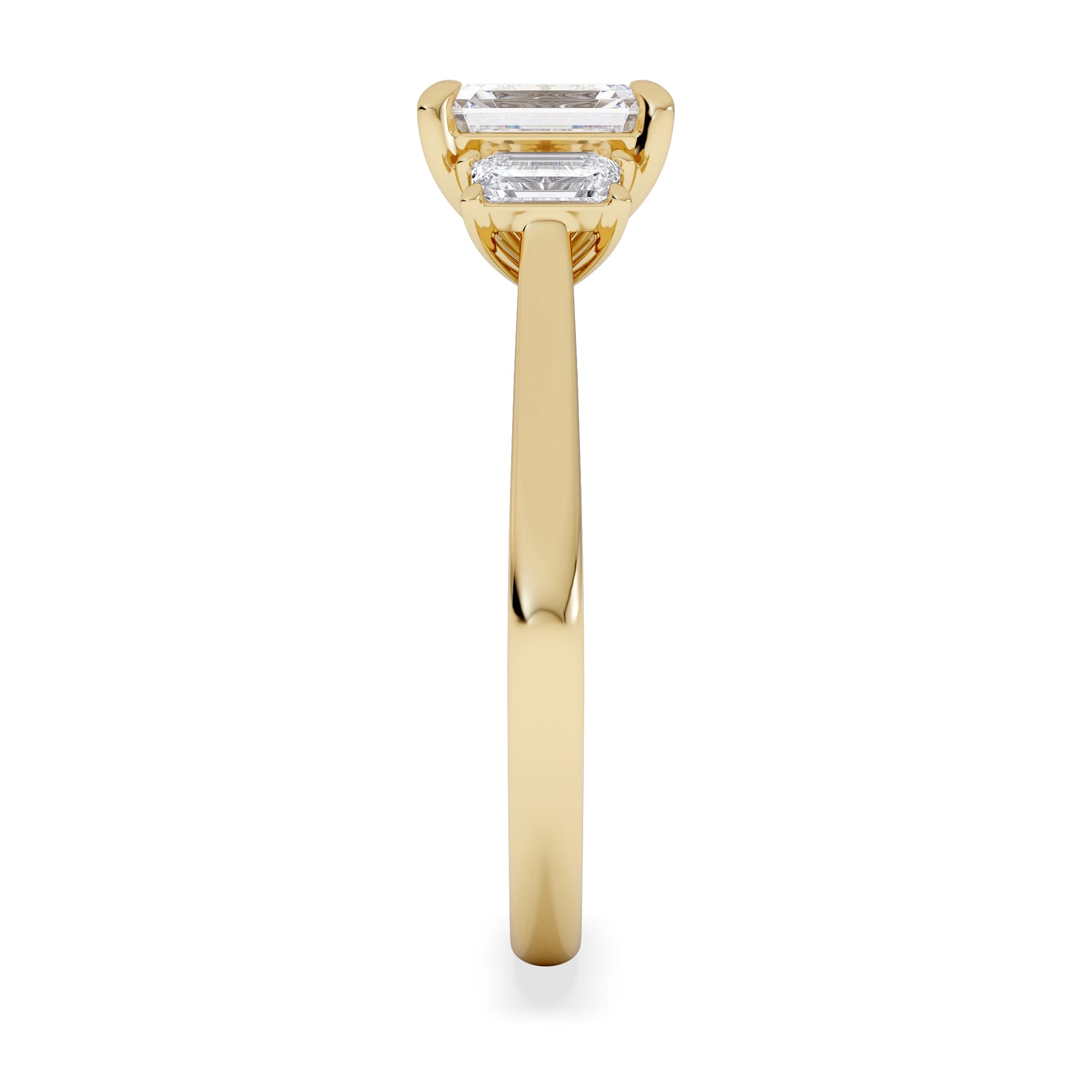 Diamond Evoke 1.00ct Emerald Cut Lab Diamond 3 Stone Ring in 9K Yellow Gold