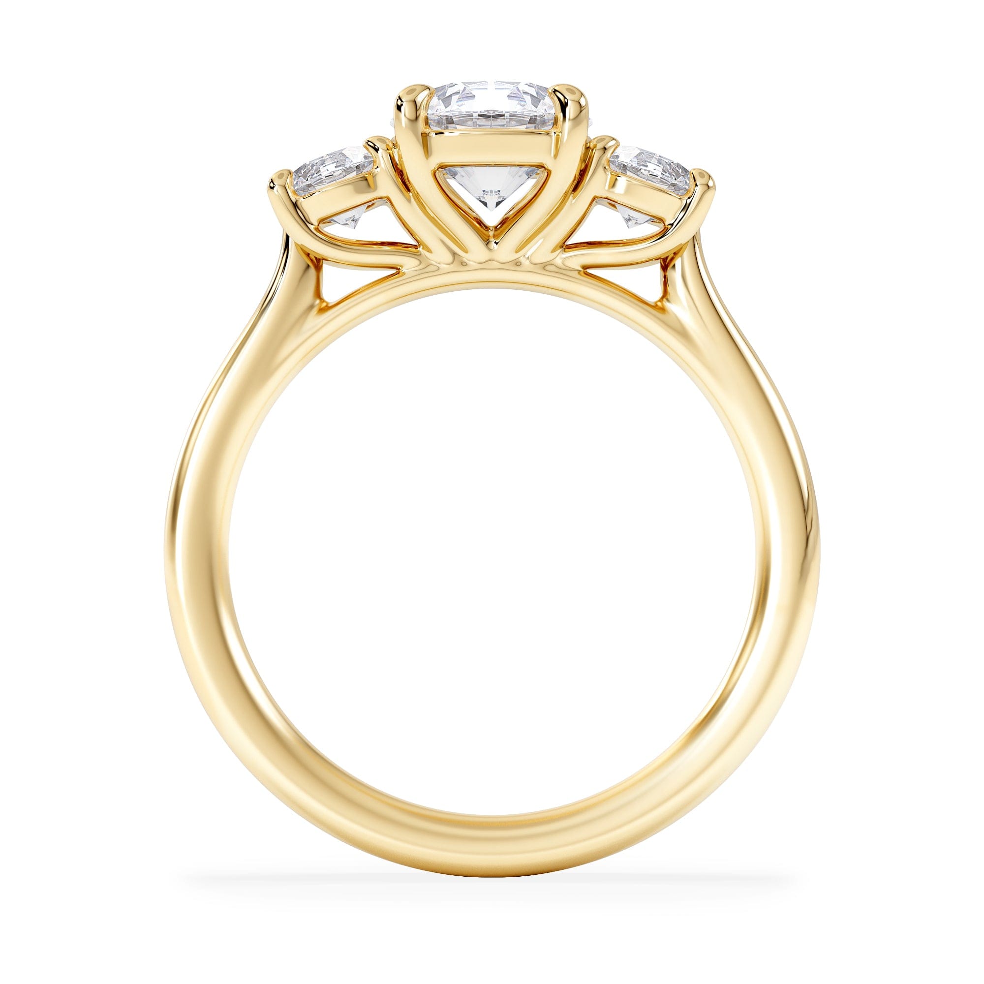Diamond Evoke 1.00ct Round Cut Lab Diamond 3 Stone Ring in 9K Yellow Gold