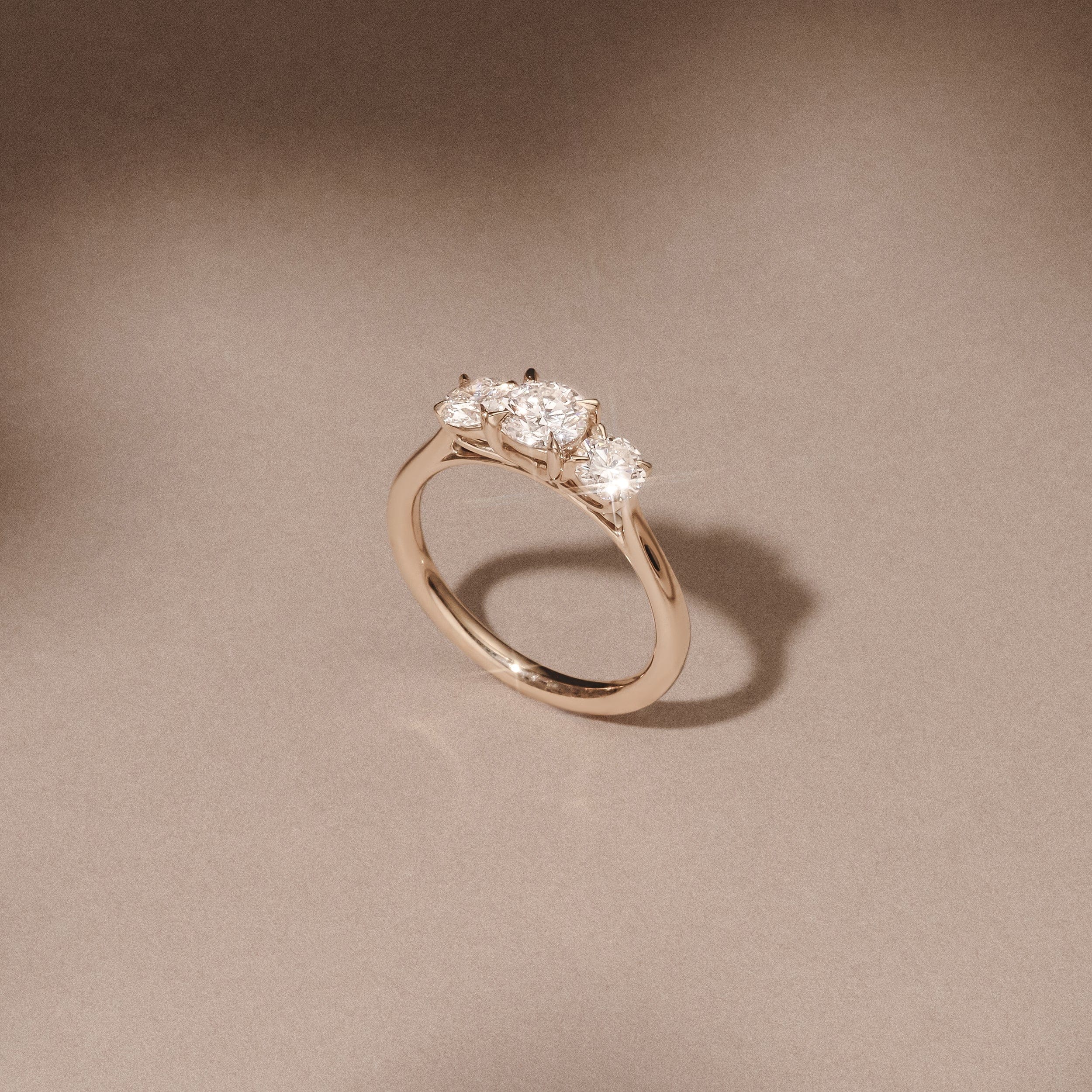 Diamond Evoke 1.00ct Round Cut Lab Diamond 3 Stone Ring in 9K Yellow Gold
