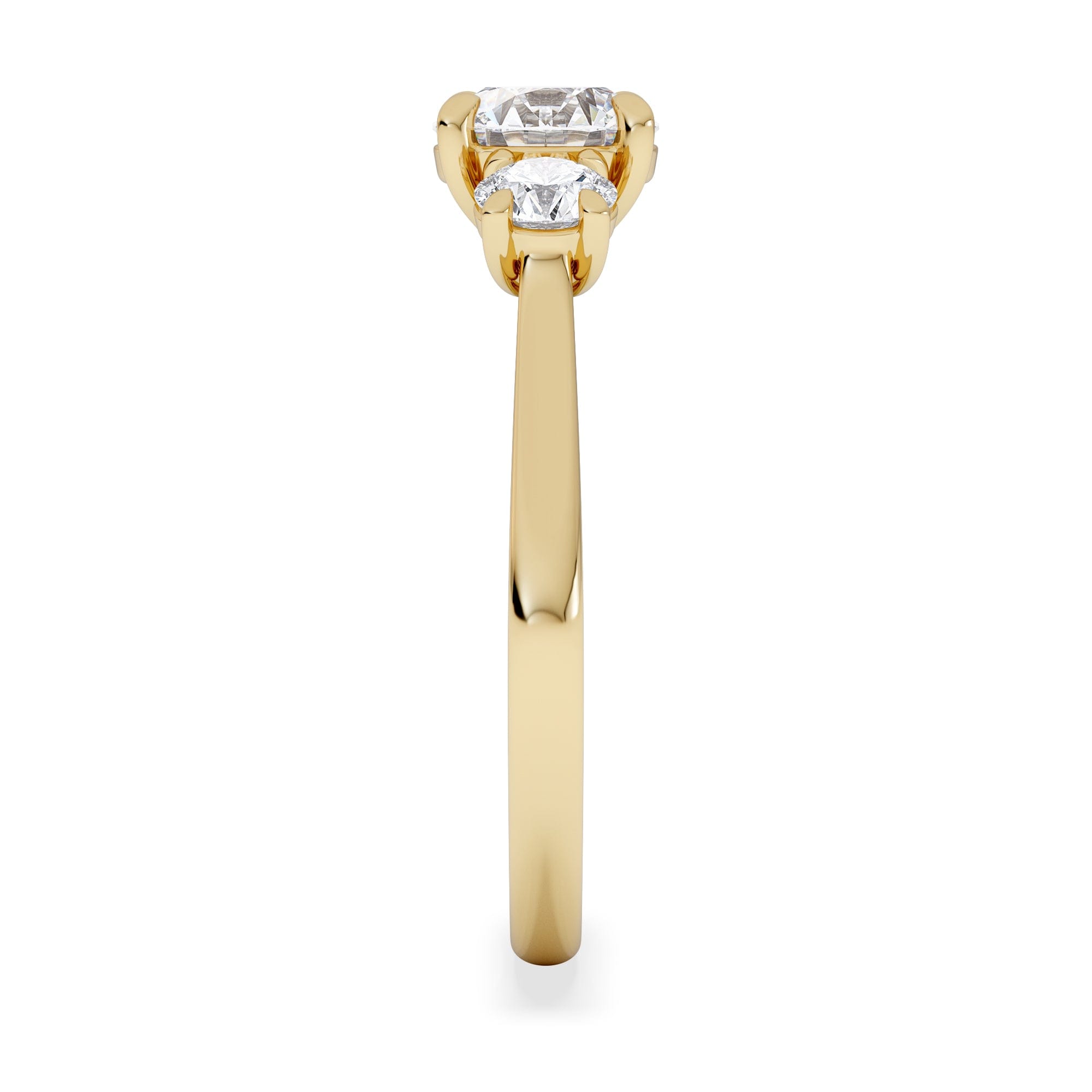 Diamond Evoke 1.00ct Round Cut Lab Diamond 3 Stone Ring in 9K Yellow Gold