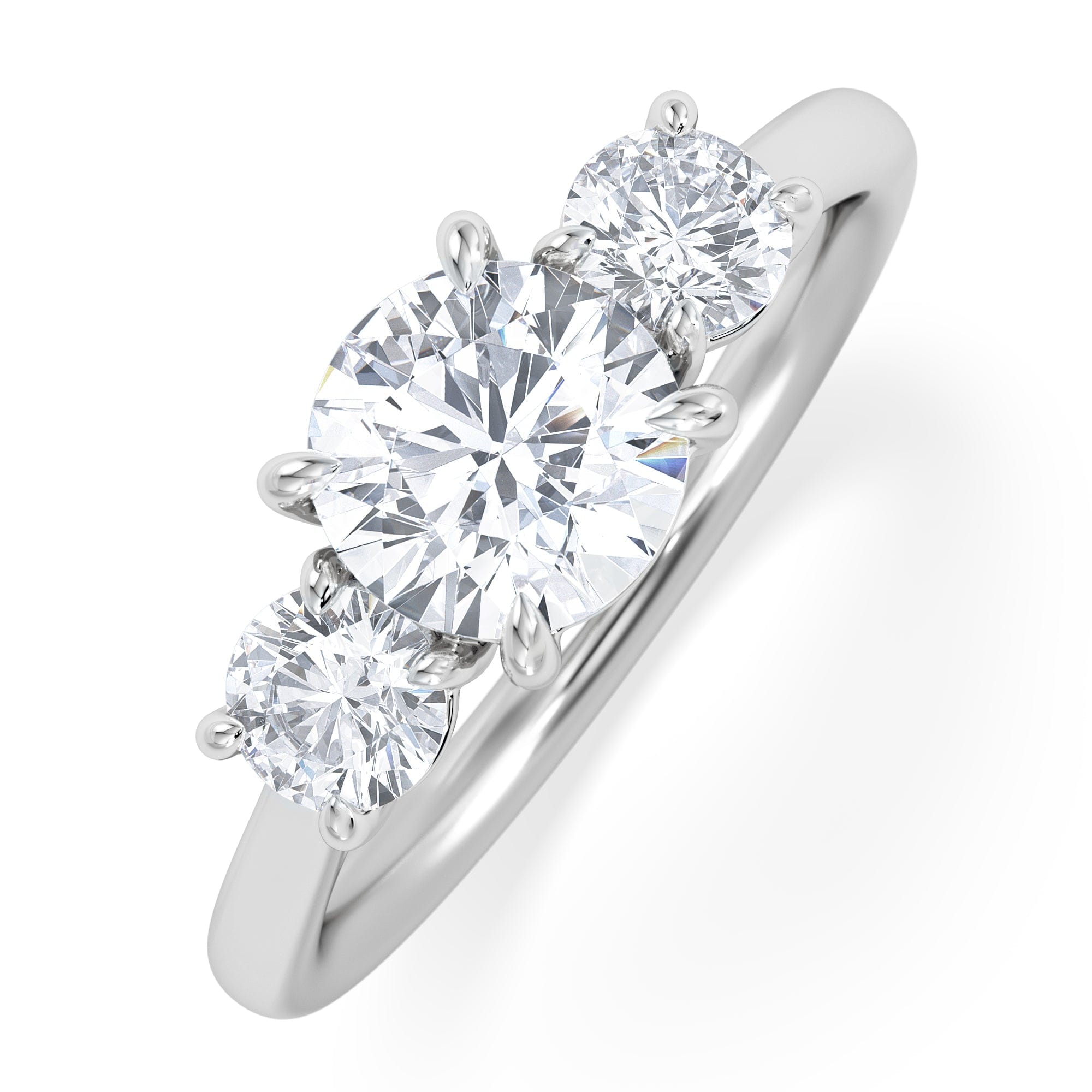 Diamond Evoke 1.00ct Round Cut Lab Diamond 3 Stone Ring in 9K White Gold