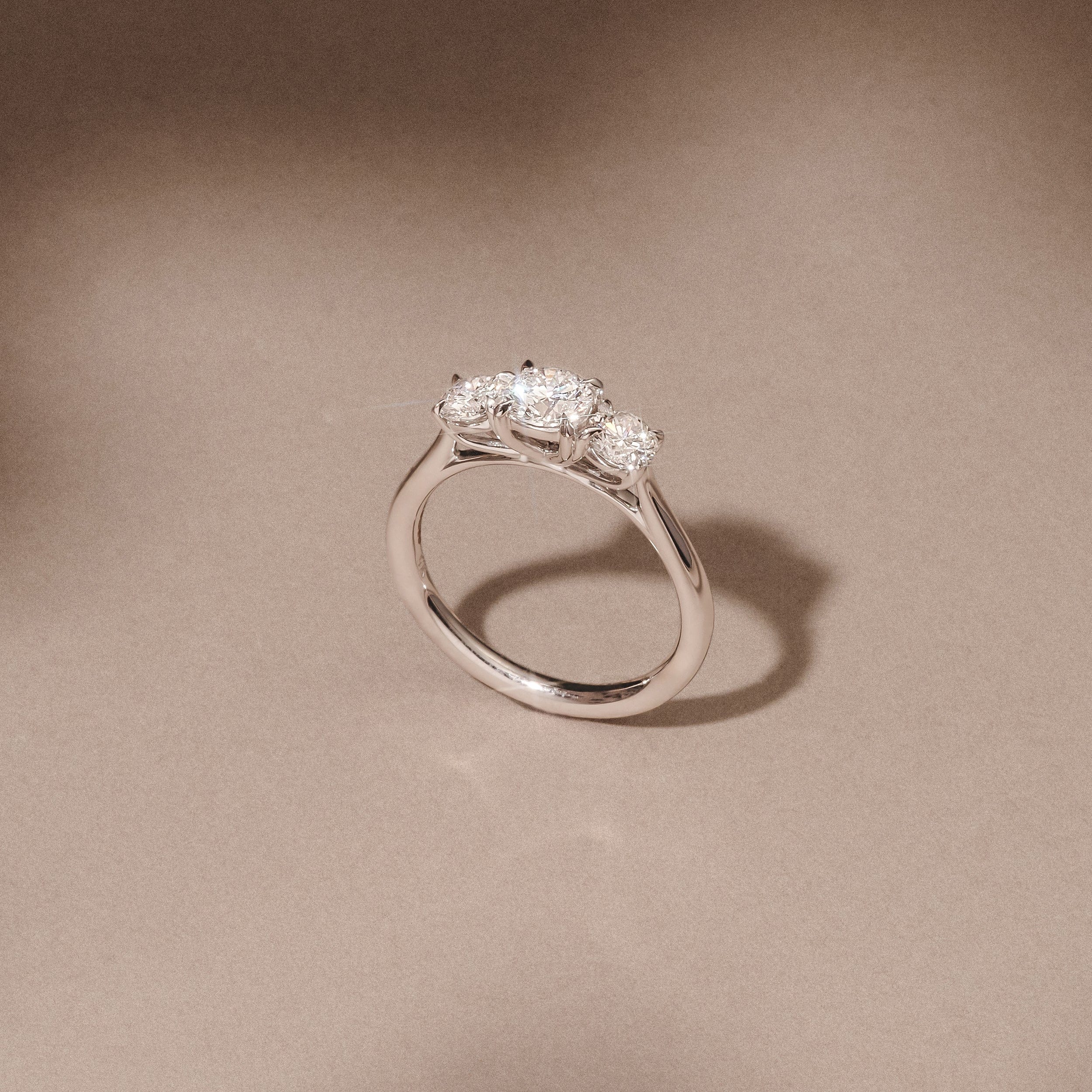 Diamond Evoke 1.00ct Round Cut Lab Diamond 3 Stone Ring in 9K White Gold