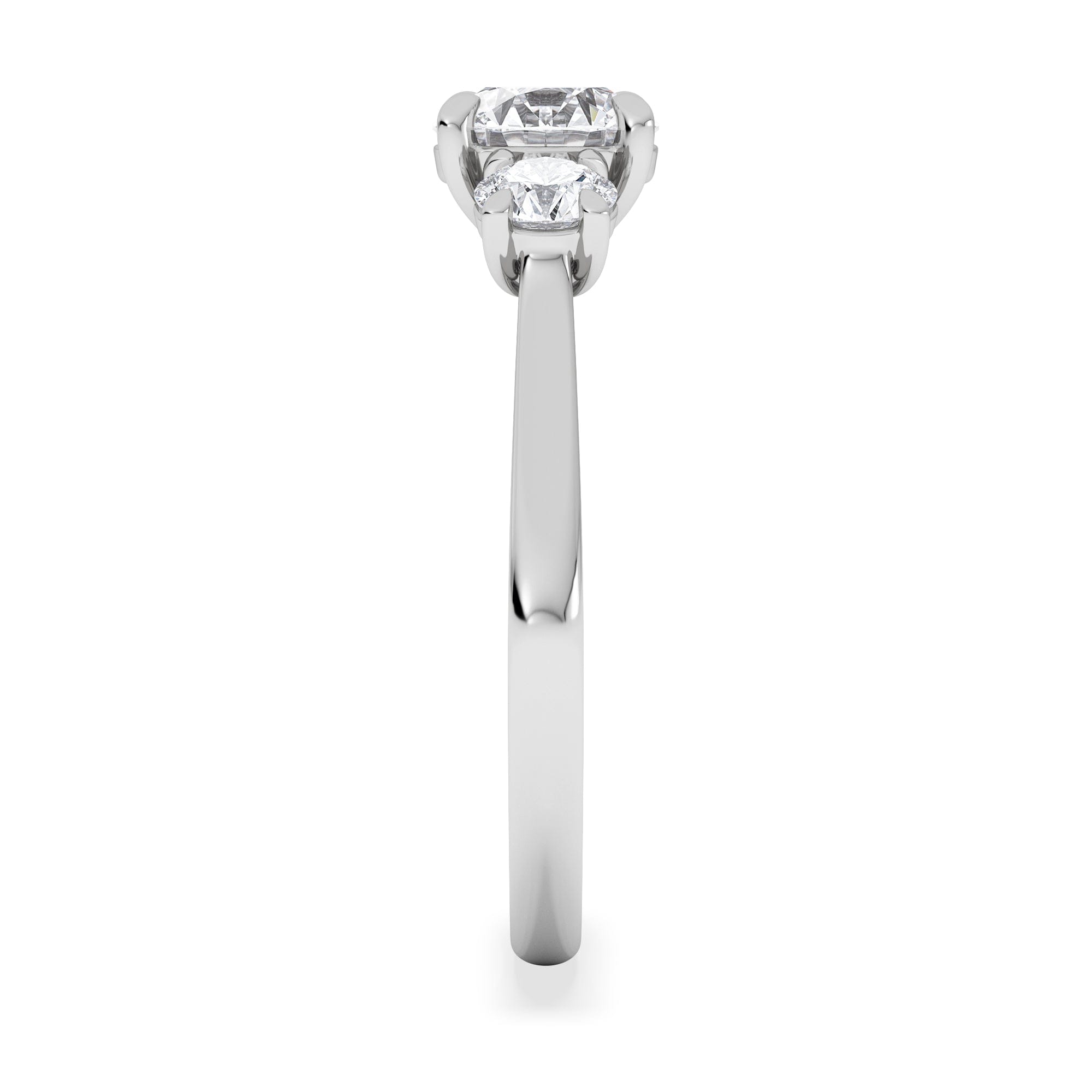 Diamond Evoke 1.00ct Round Cut Lab Diamond 3 Stone Ring in 9K White Gold