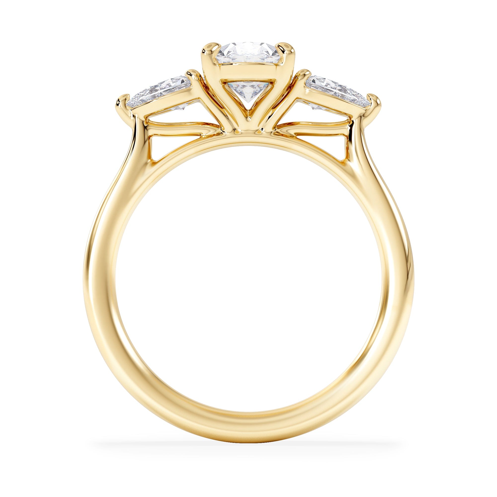 Diamond Evoke 1.00ct Oval Cut Lab Diamond 3 Stone Ring in 9K Yellow Gold