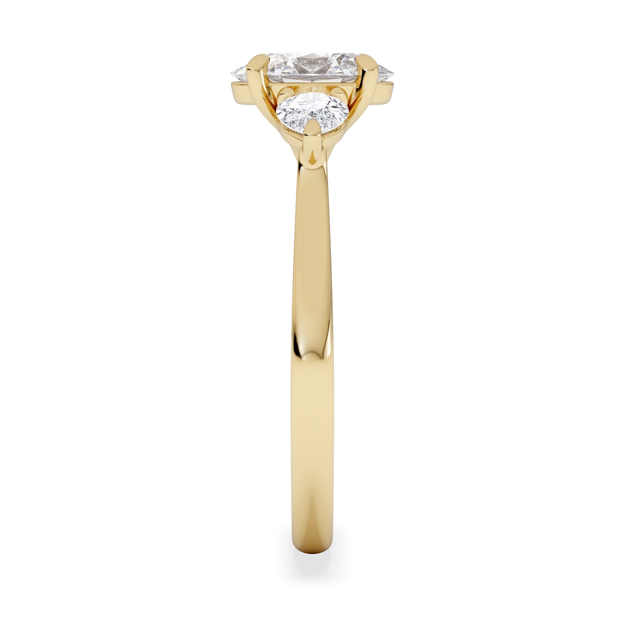 Diamond Evoke 1.00ct Oval Cut Lab Diamond 3 Stone Ring in 9K Yellow Gold