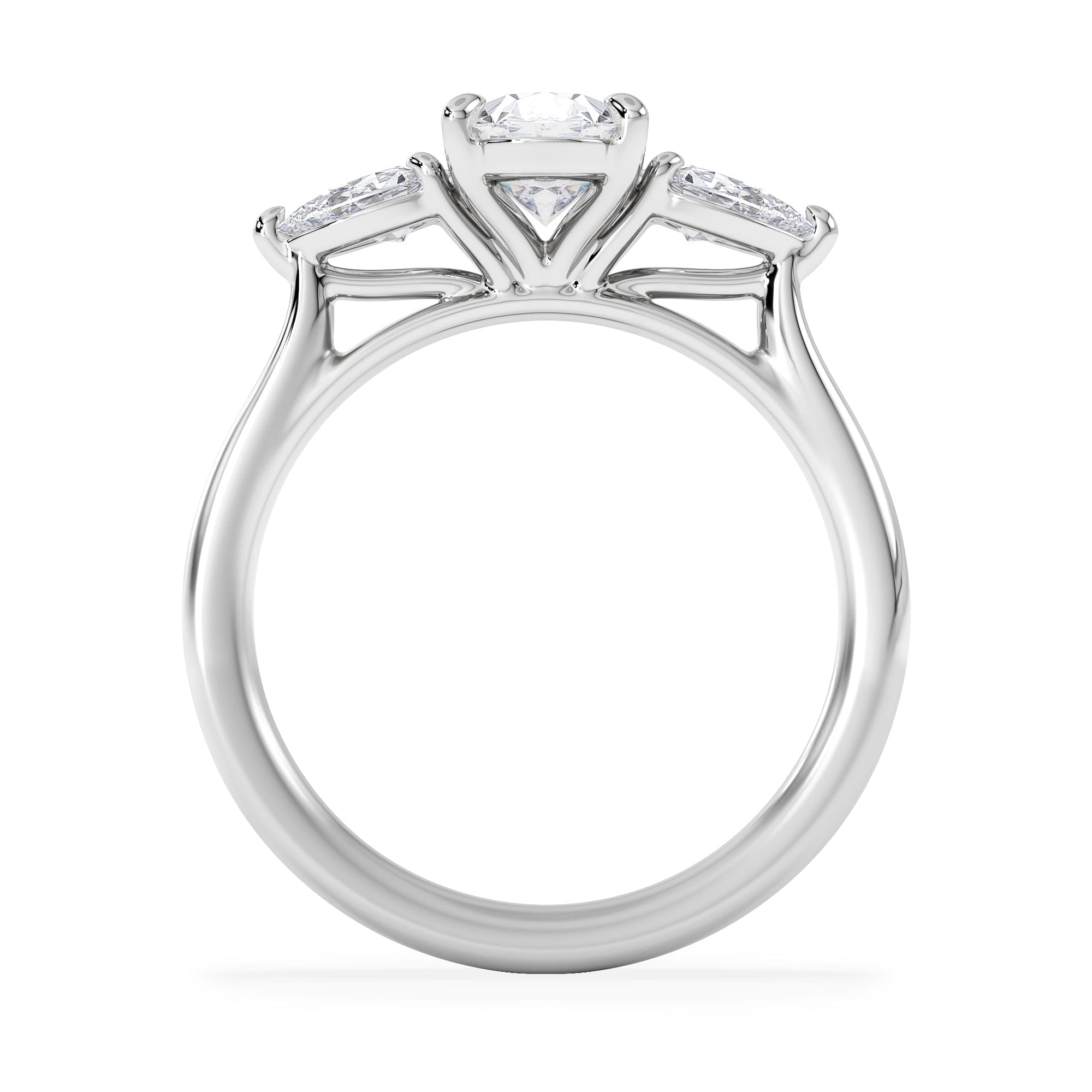Diamond Evoke 1.00ct Oval Cut Lab Diamond 3 Stone Ring in 9K White Gold