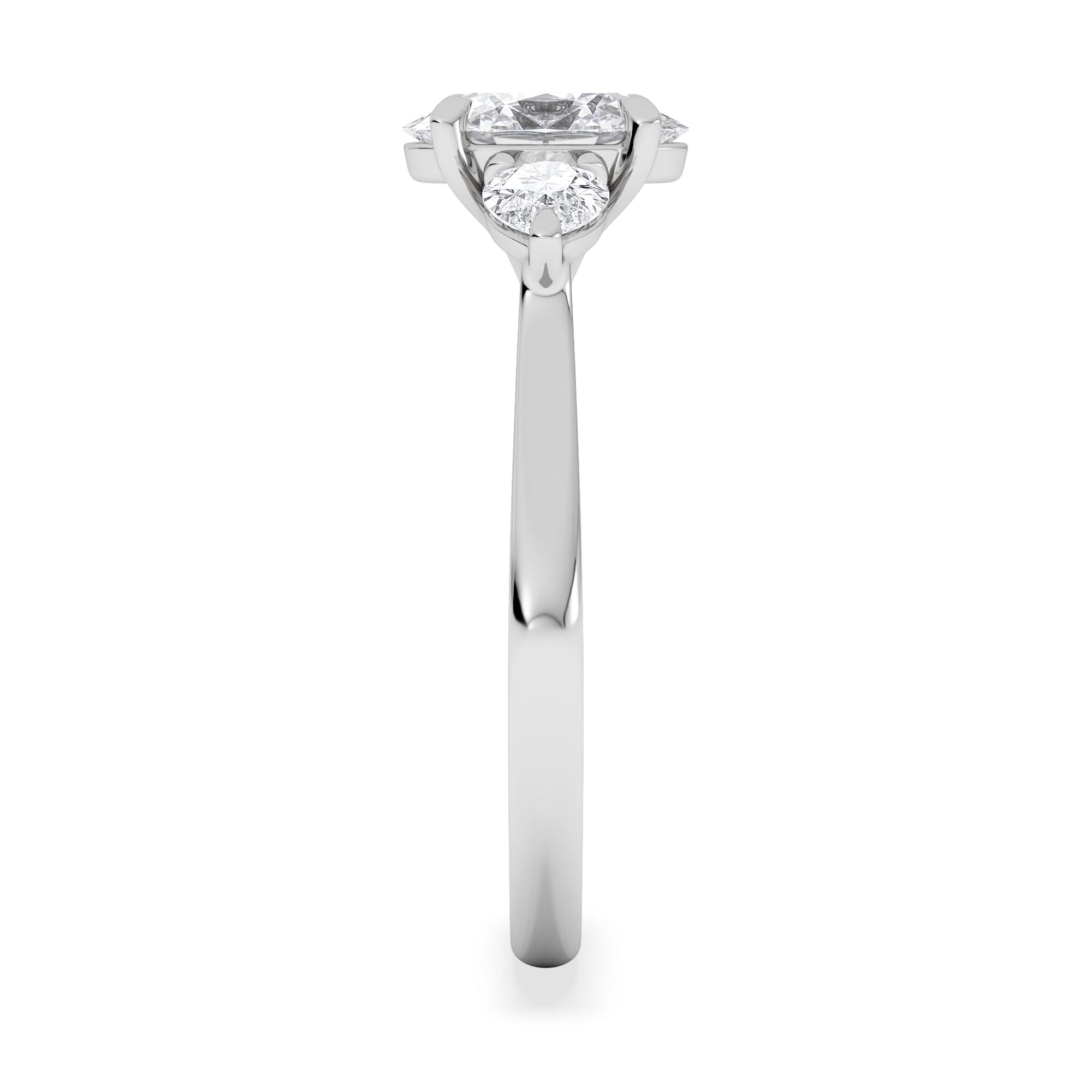 Diamond Evoke 1.00ct Oval Cut Lab Diamond 3 Stone Ring in 9K White Gold