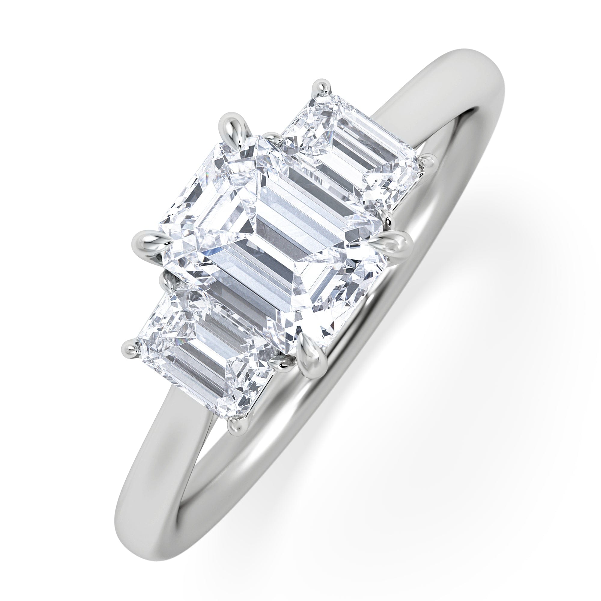 Diamond Evoke 1.00ct Emerald Cut Lab Diamond 3 Stone Ring in 9K White Gold