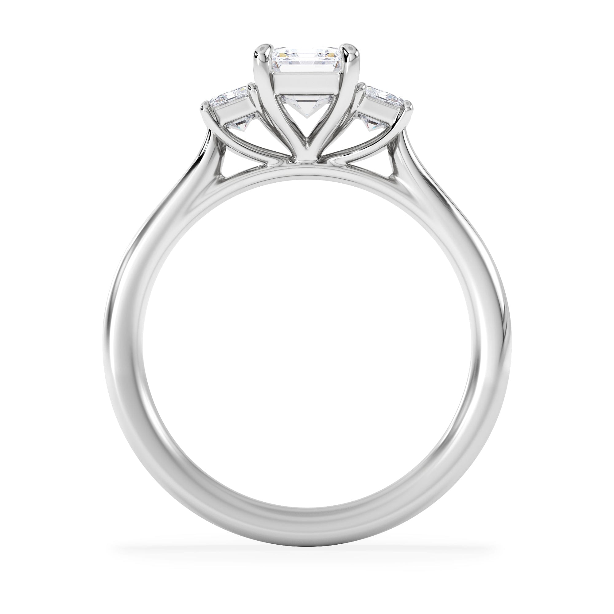Diamond Evoke 1.00ct Emerald Cut Lab Diamond 3 Stone Ring in 9K White Gold