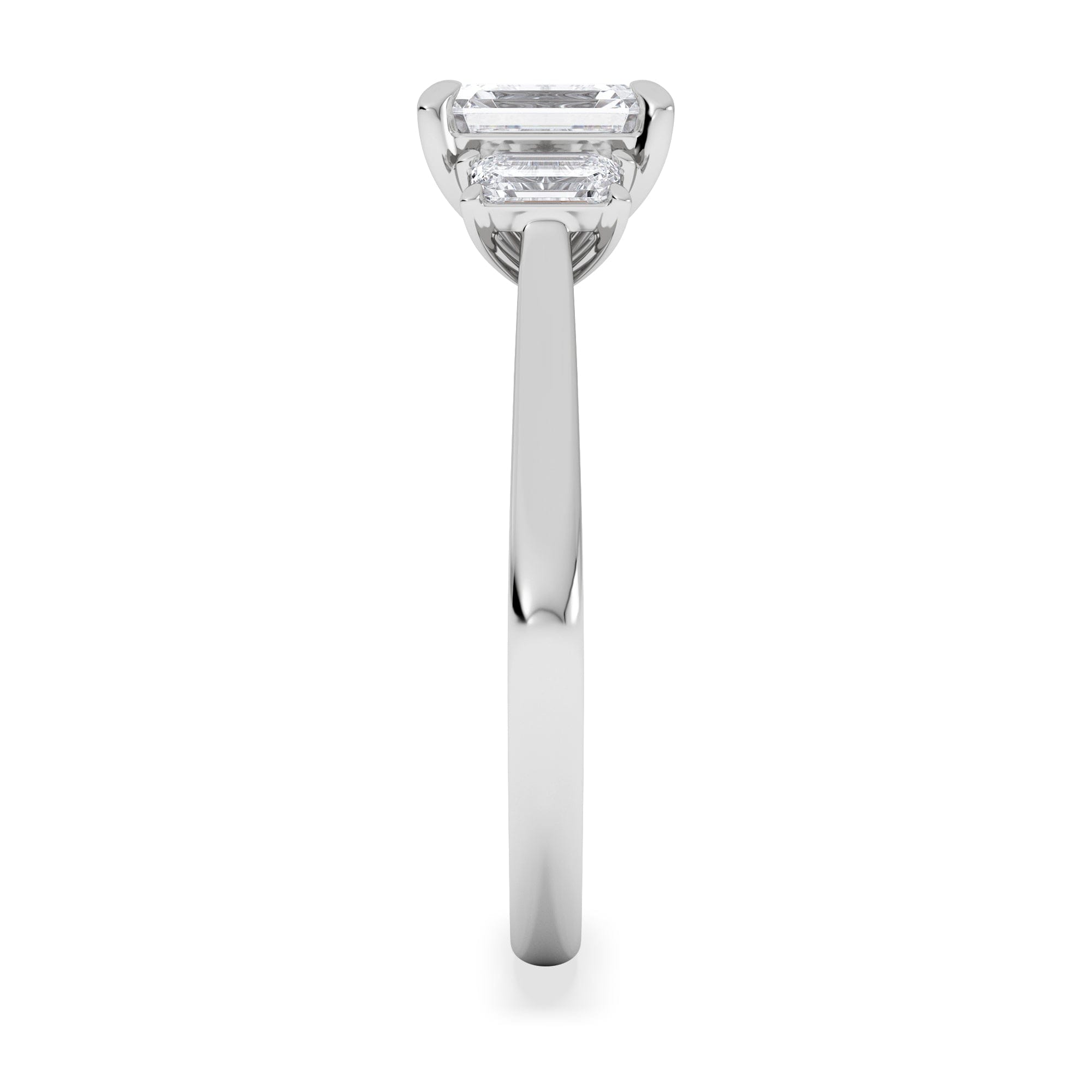 Diamond Evoke 1.00ct Emerald Cut Lab Diamond 3 Stone Ring in 9K White Gold