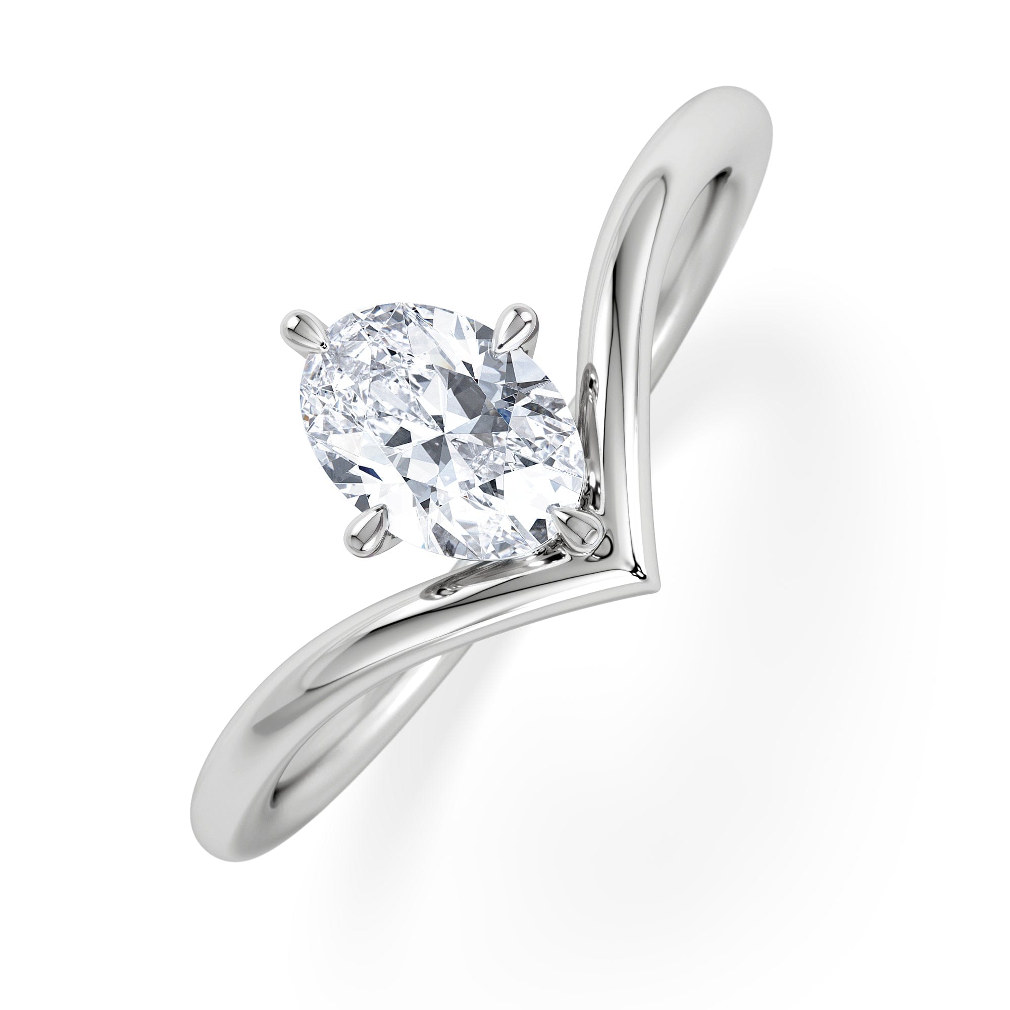 Solitaire Vela 0.50ct Oval Cut Lab Diamond Solitaire Engagement Ring in Platinum