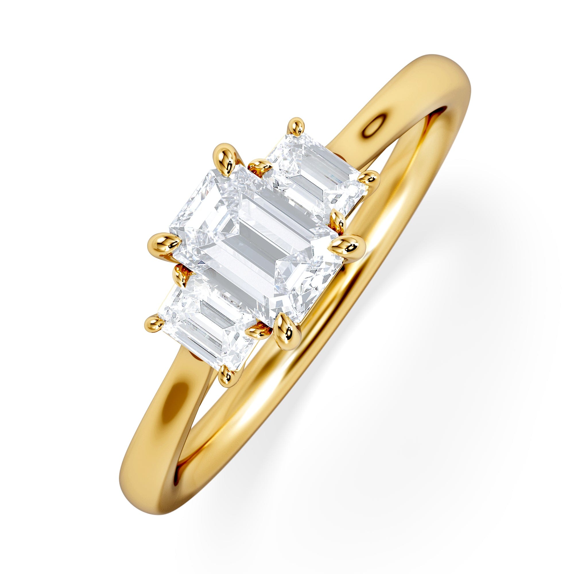 Diamond Evoke 3 Stone Emerald Cut Lab Diamond Ring 0.50ct in 9K Yellow Gold