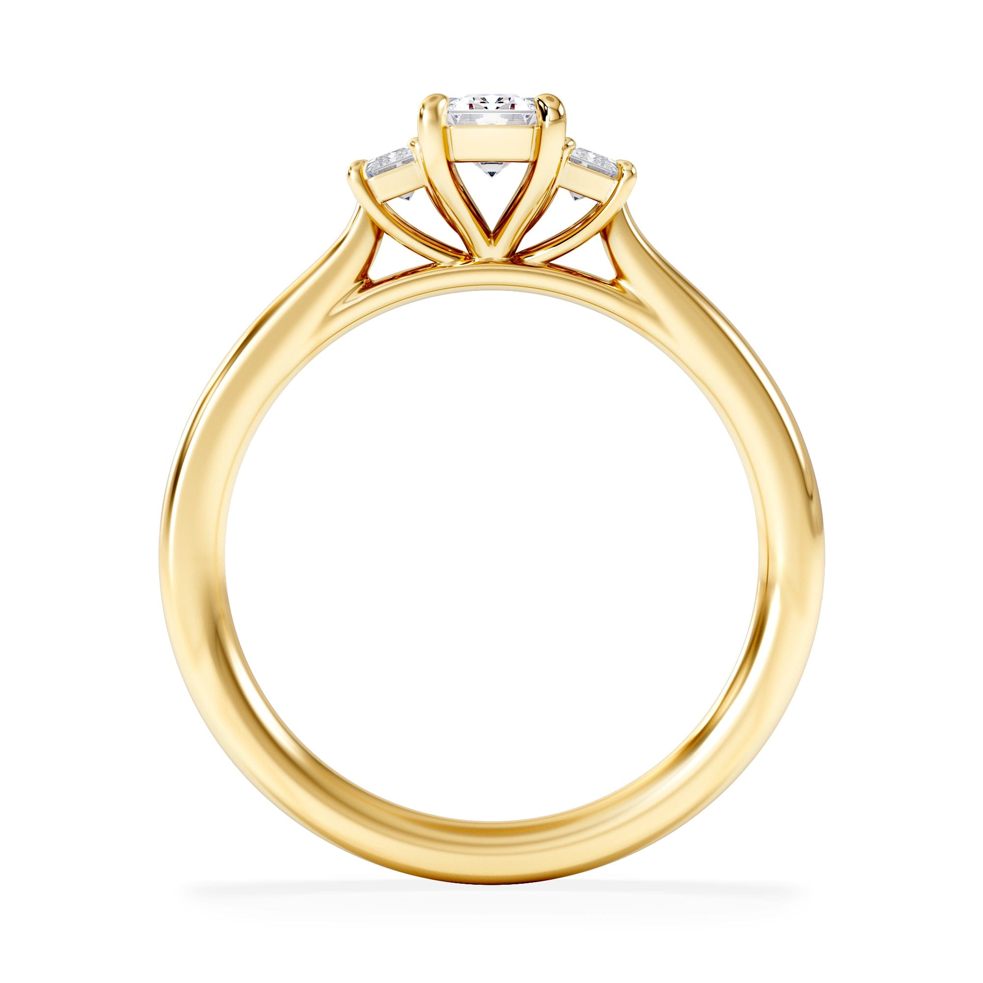 Diamond Evoke 3 Stone Emerald Cut Lab Diamond Ring 0.50ct in 9K Yellow Gold