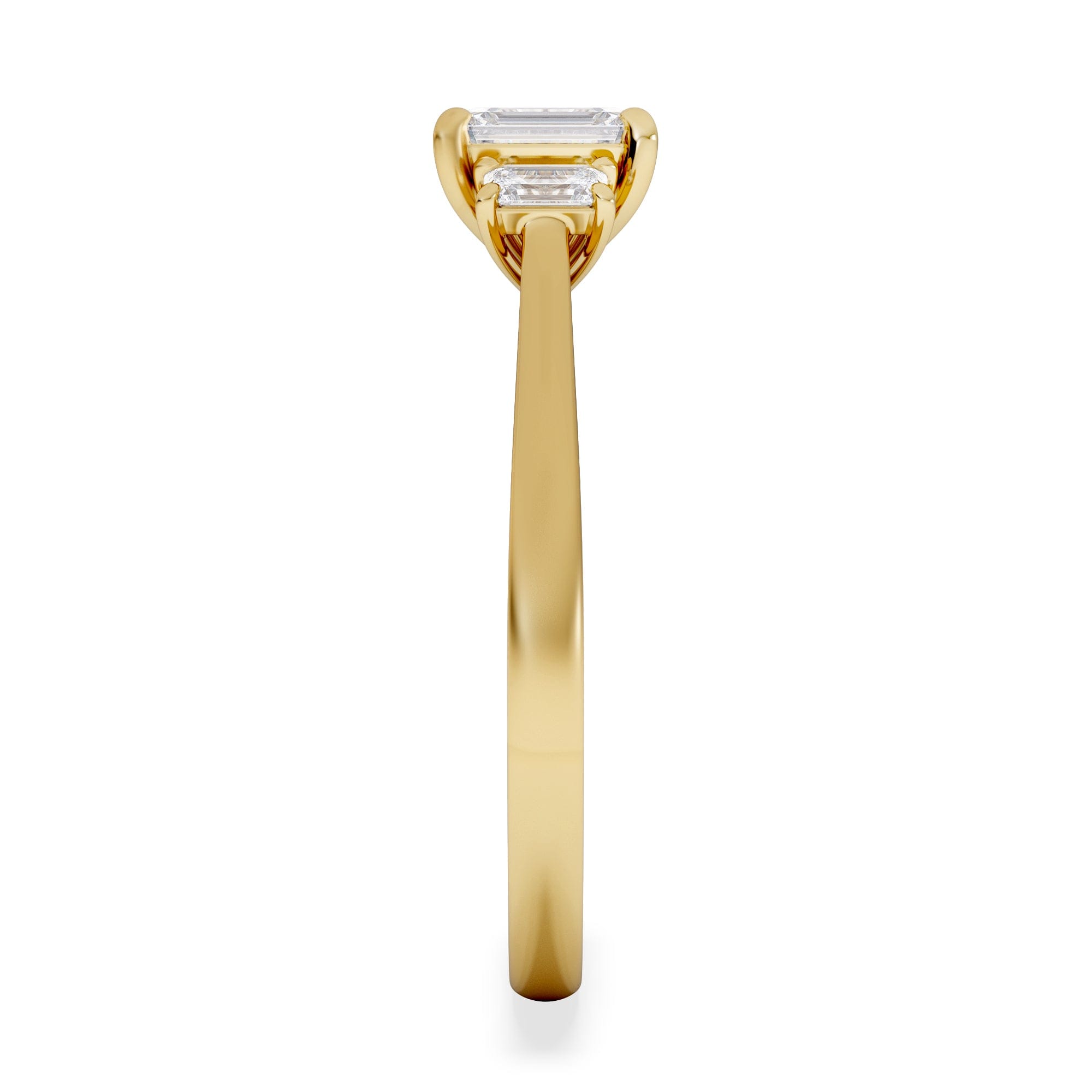 Diamond Evoke 3 Stone Emerald Cut Lab Diamond Ring 0.50ct in 9K Yellow Gold