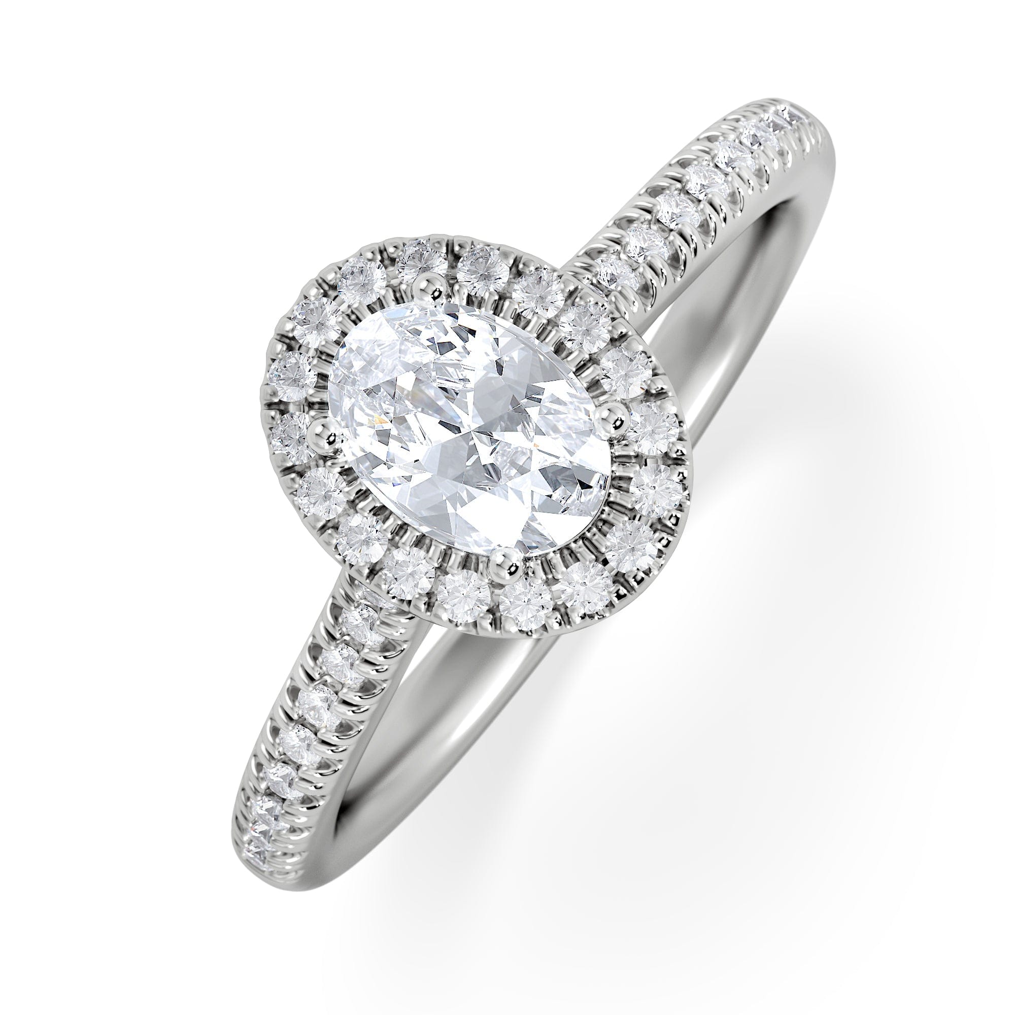 Diamond Lumia Oval Cut Lab Diamond Halo Ring 0.70ct F/VS in 9K White Gold