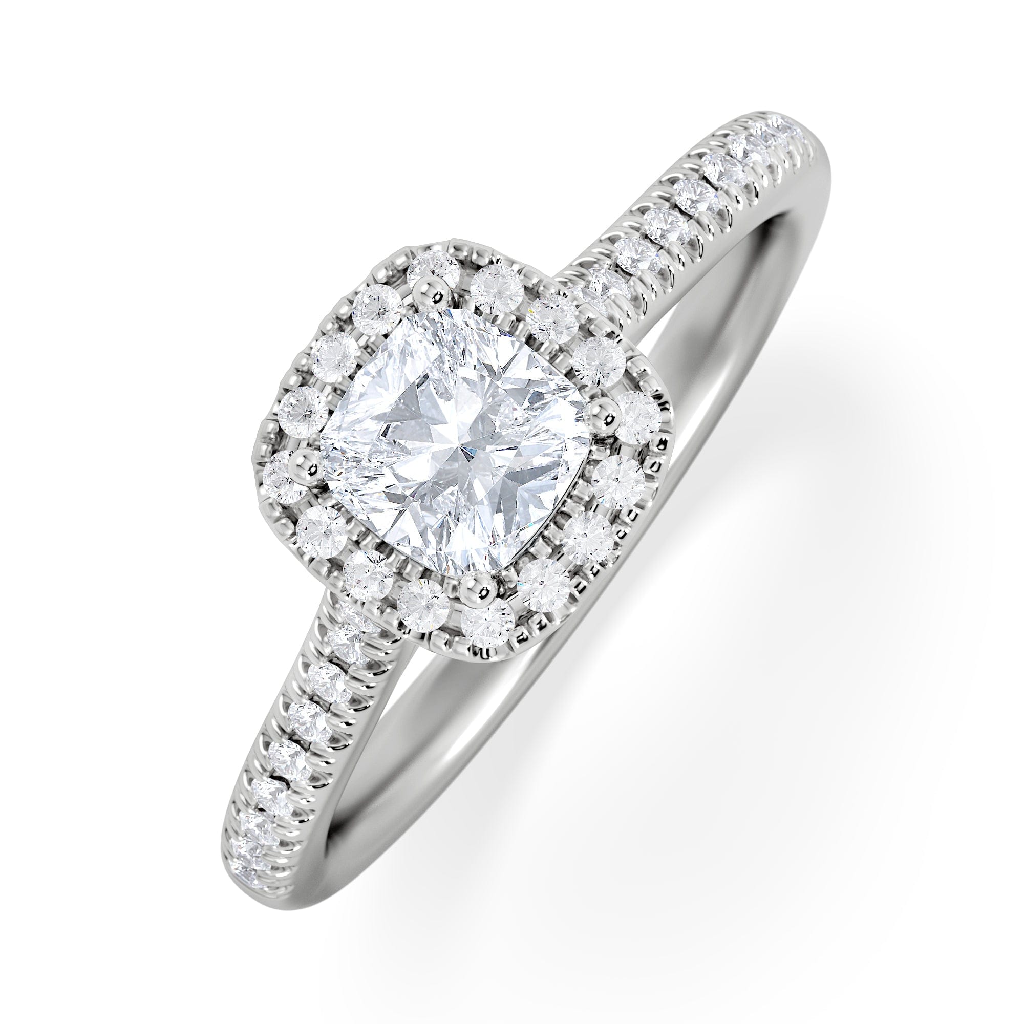Diamond Lumia Cushion Cut Lab Diamond Halo Ring 0.70ct F/VS in 9K White Gold