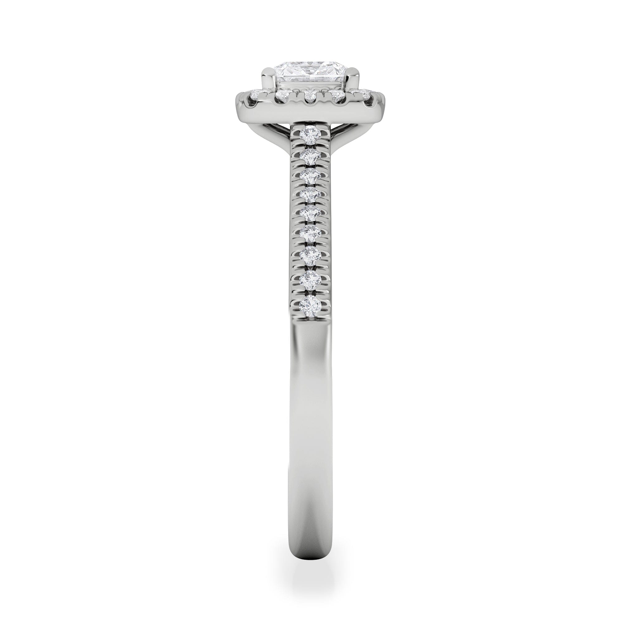 Diamond Lumia Cushion Cut Lab Diamond Halo Ring 0.70ct F/VS in 9K White Gold