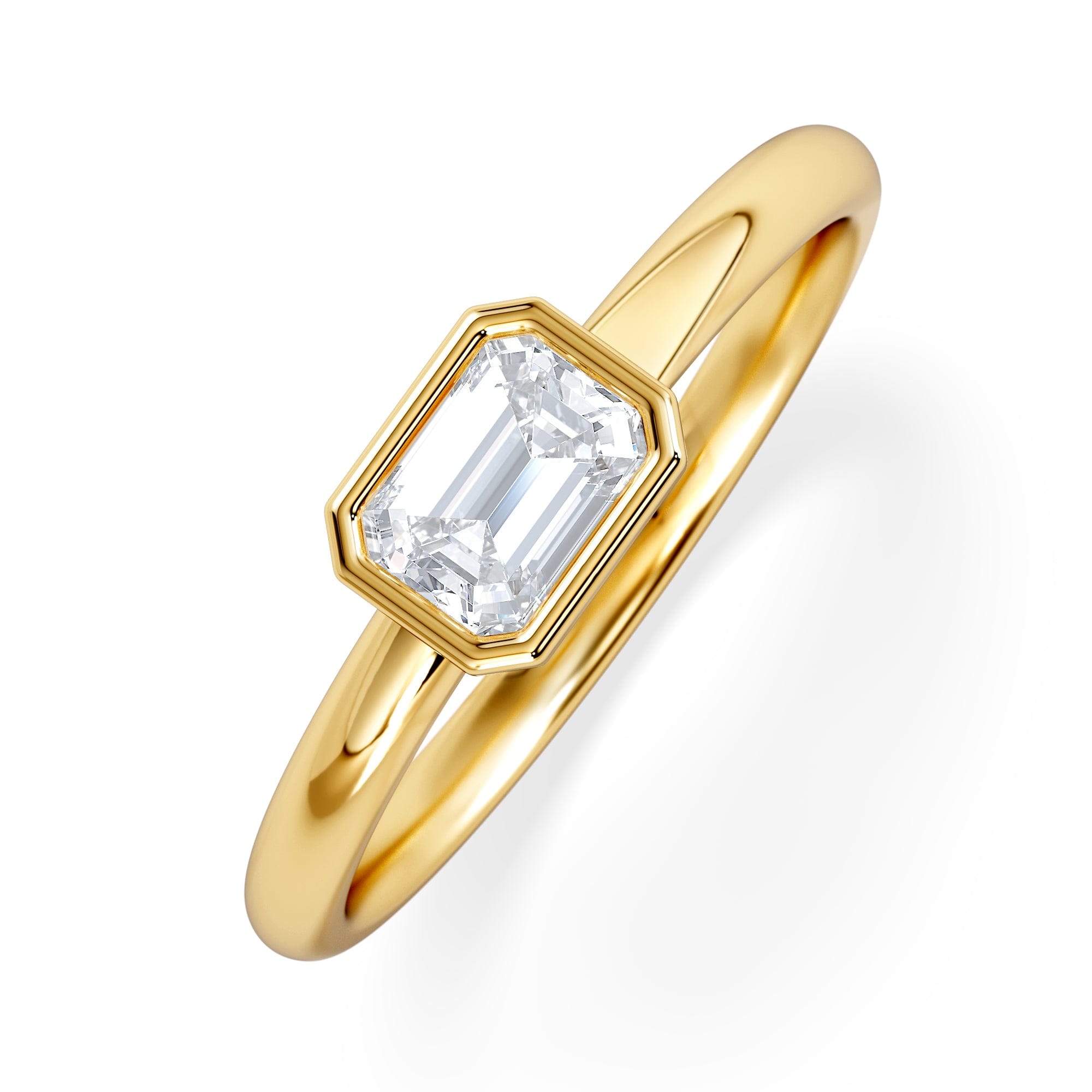 Solitaire Horizon Emerald Cut Lab Diamond Solitaire Ring 0.50ct H/SI in 9K Gold