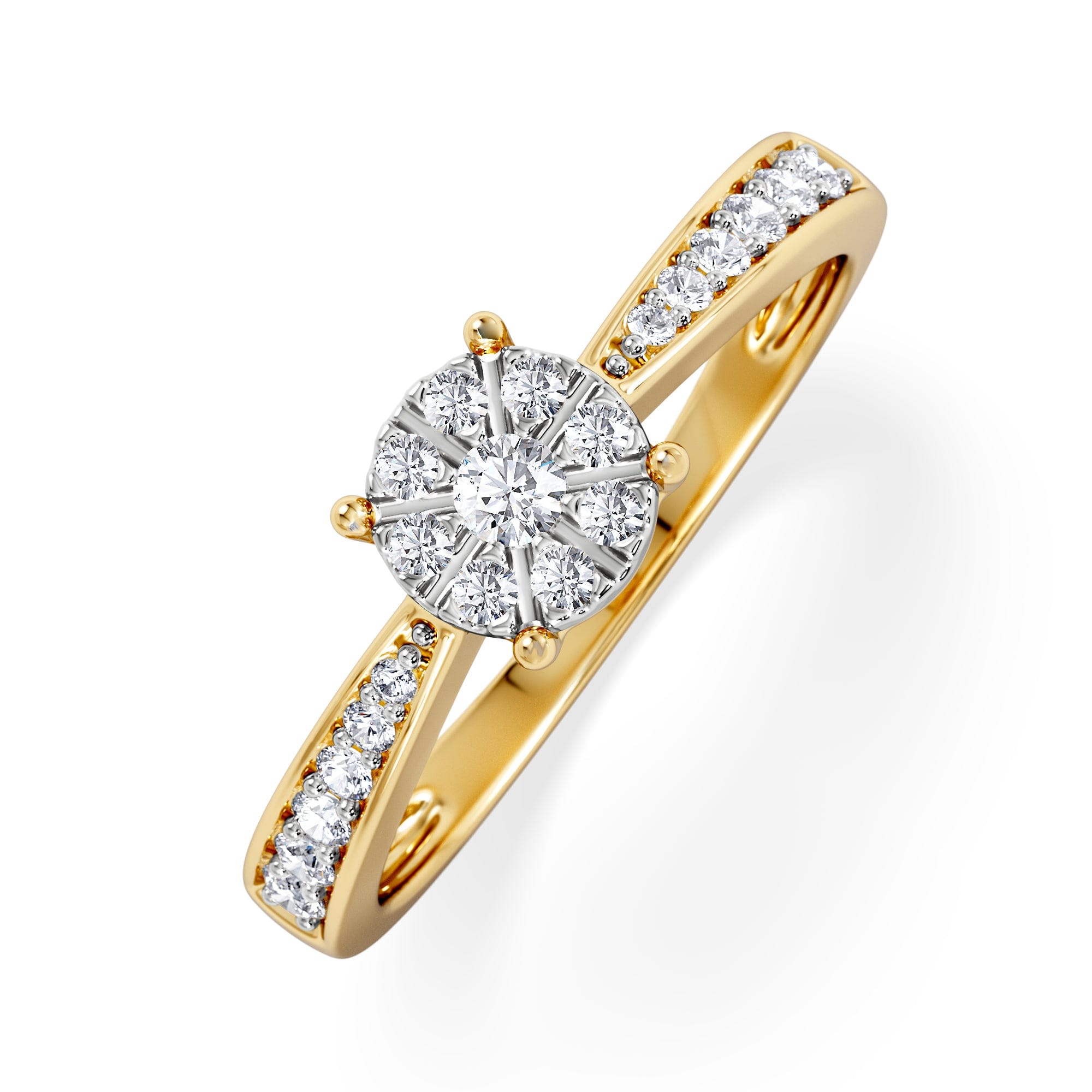 Diamond Masami Diamond Engagement Ring 0.20ct Pave Set in 9K Yellow Gold
