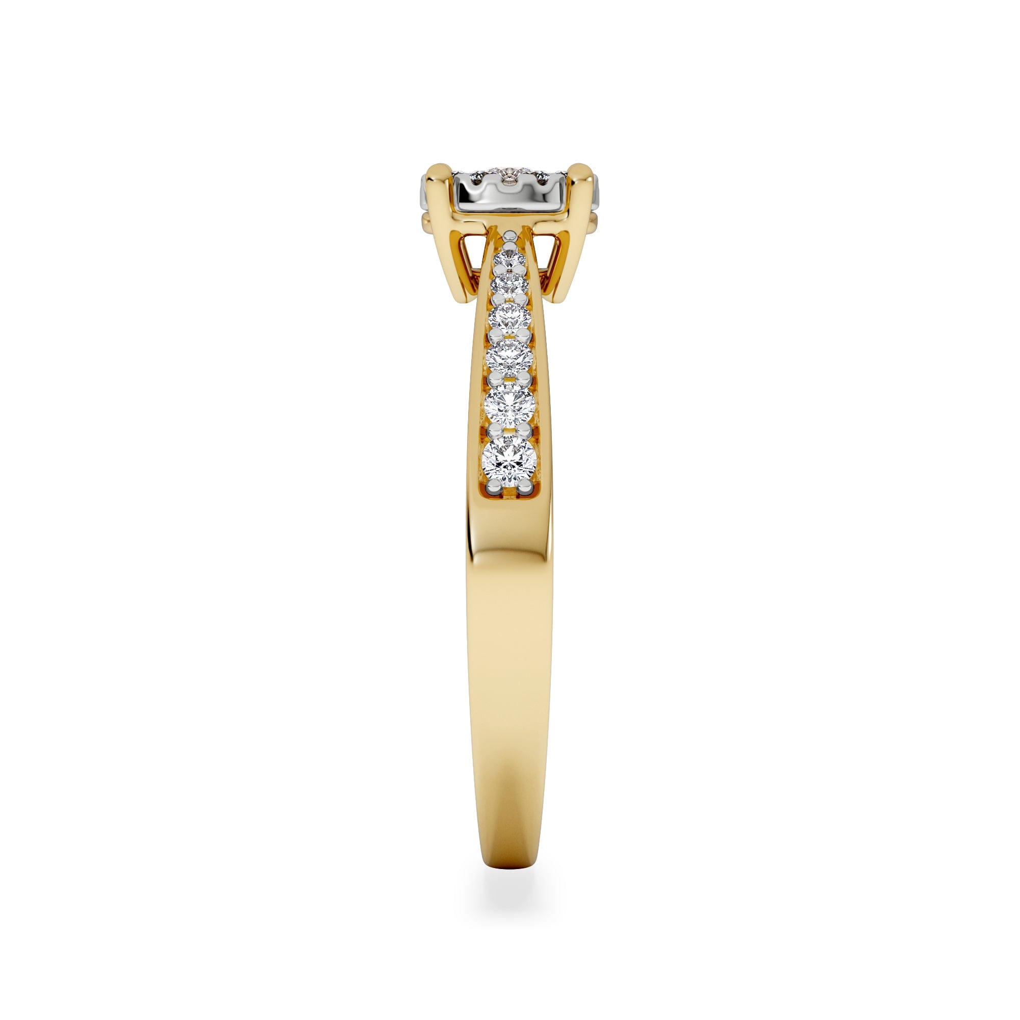 Diamond Masami Diamond Engagement Ring 0.20ct Pave Set in 9K Yellow Gold