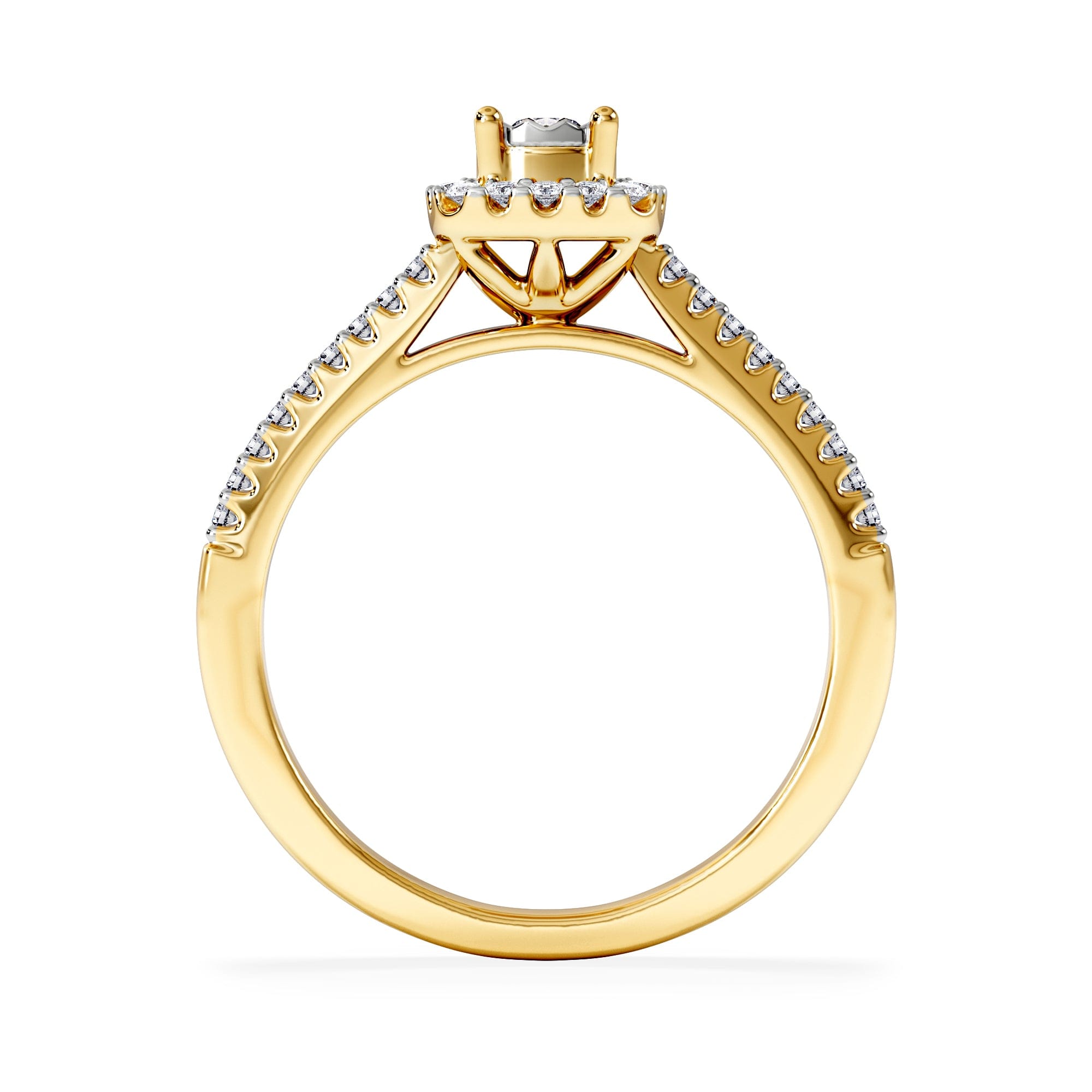 Diamond Masami Diamond Halo Engagement Ring 0.25ct Pave Set in 9K Yellow Gold