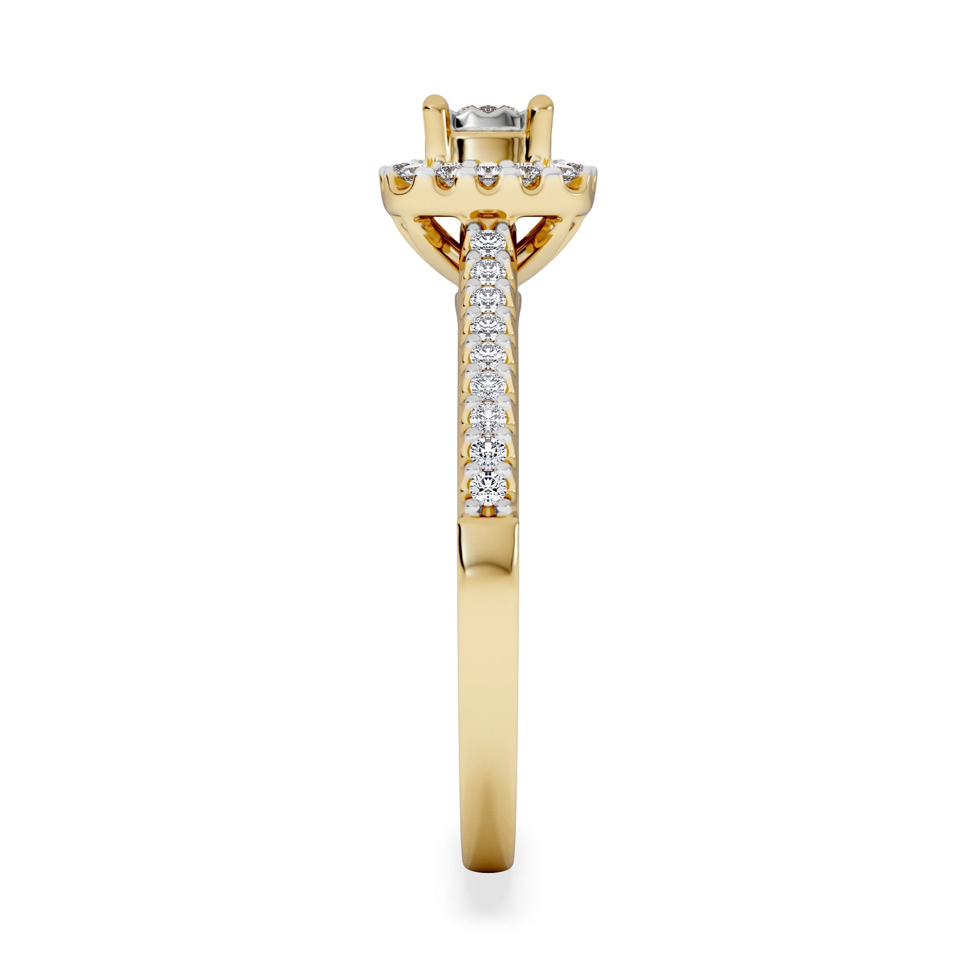 Diamond Masami Diamond Halo Engagement Ring 0.25ct Pave Set in 9K Yellow Gold