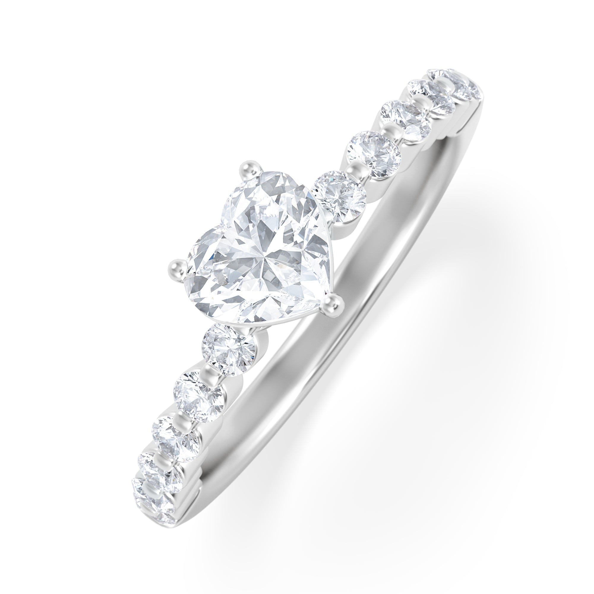 Diamond Solstice Heart Cut 0.80ct Lab Diamond Engagement Ring F/VS in 9k White Gold