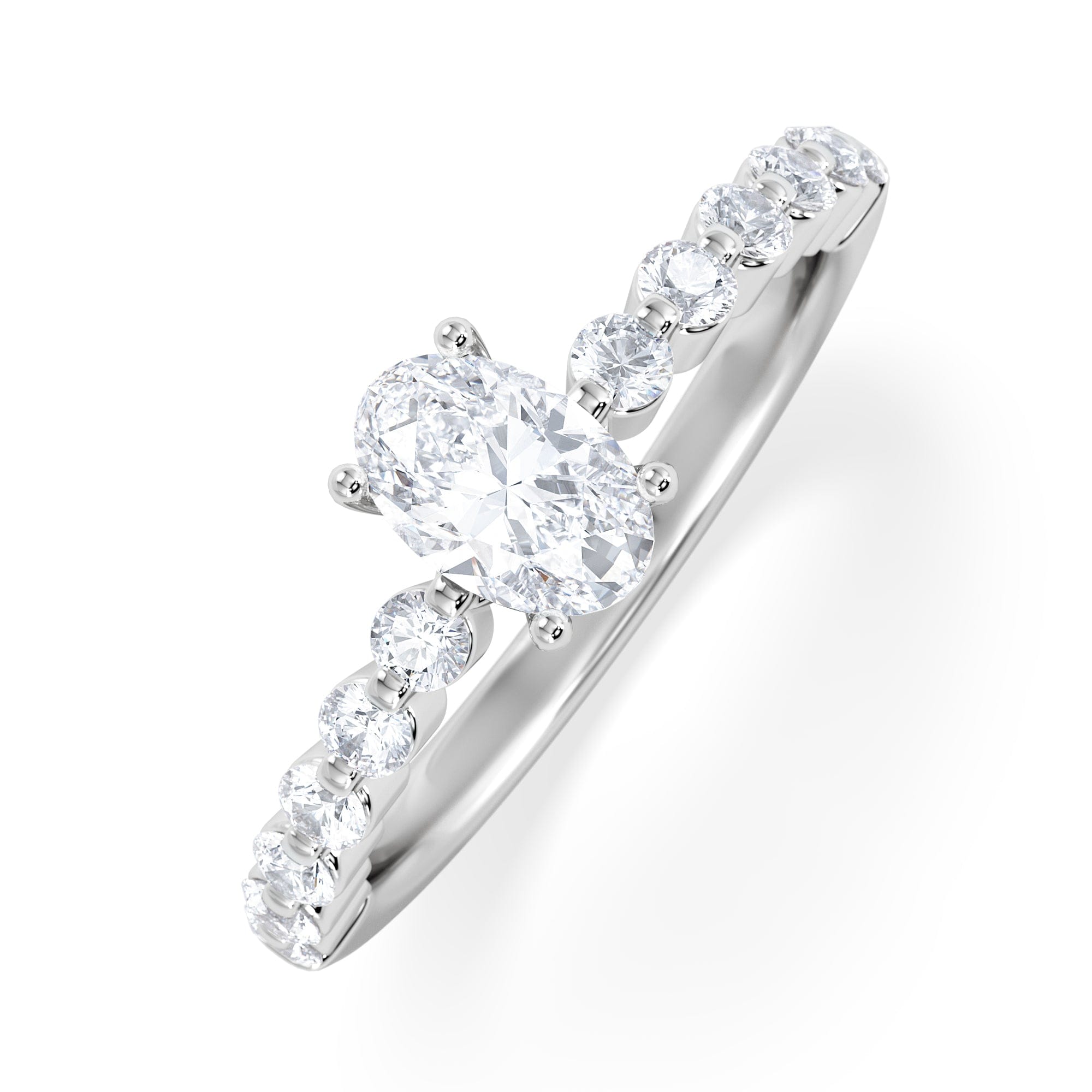 Diamond Solstice Oval Cut 0.80ct Lab Diamond Engagement Ring F/VS in 9k White Gold